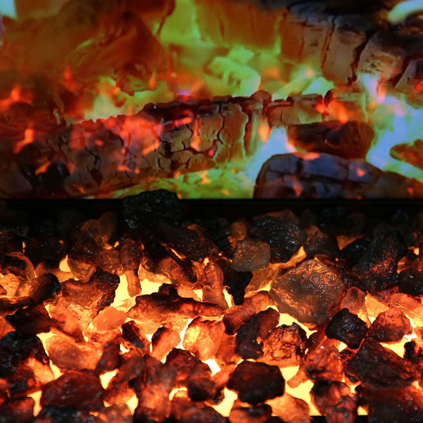 Electric Fireplace Black Translucent Ember Coal Media Set