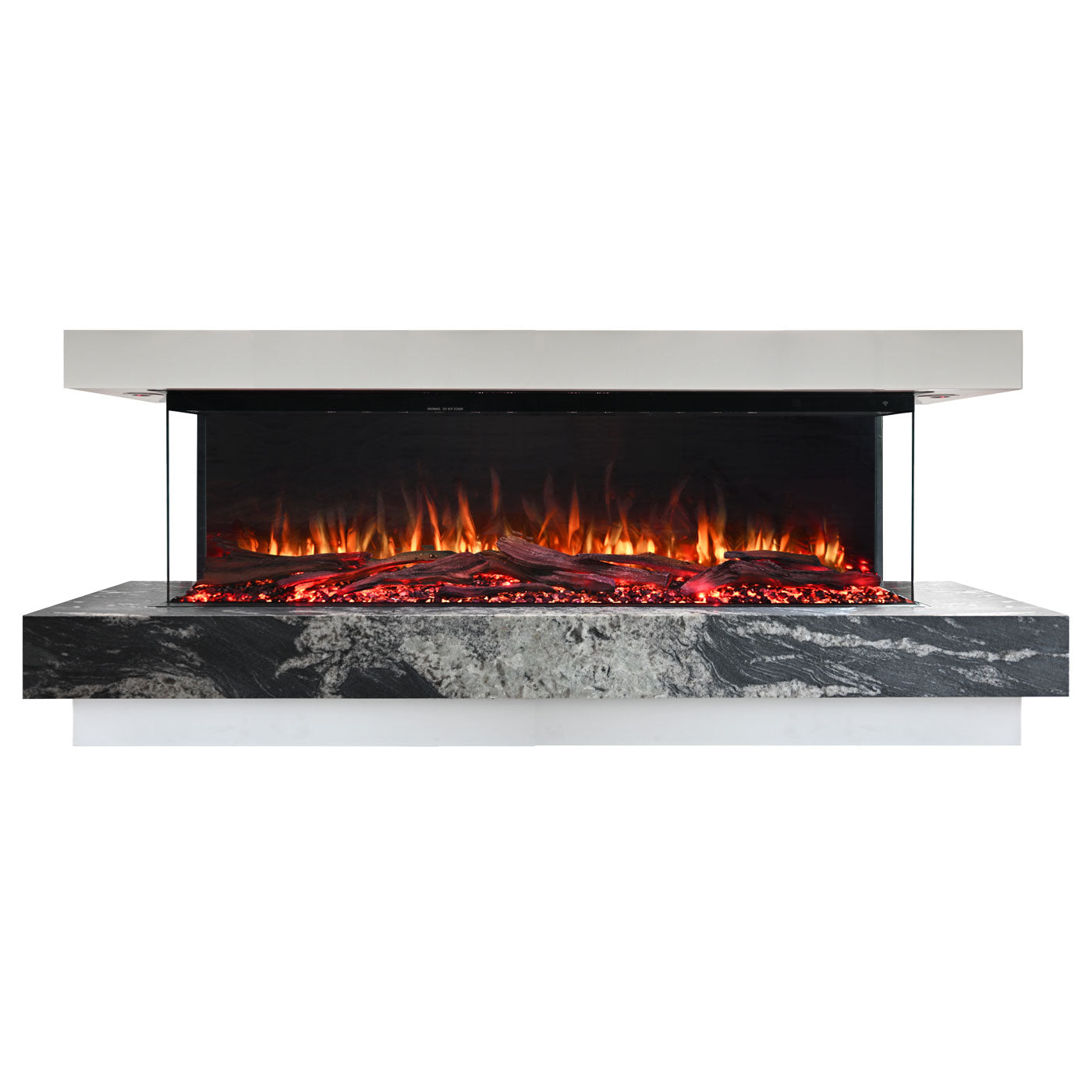 Cascade 1600W 3-Sided 60 Inch Extra Deep Electric Fireplace Marble Suite