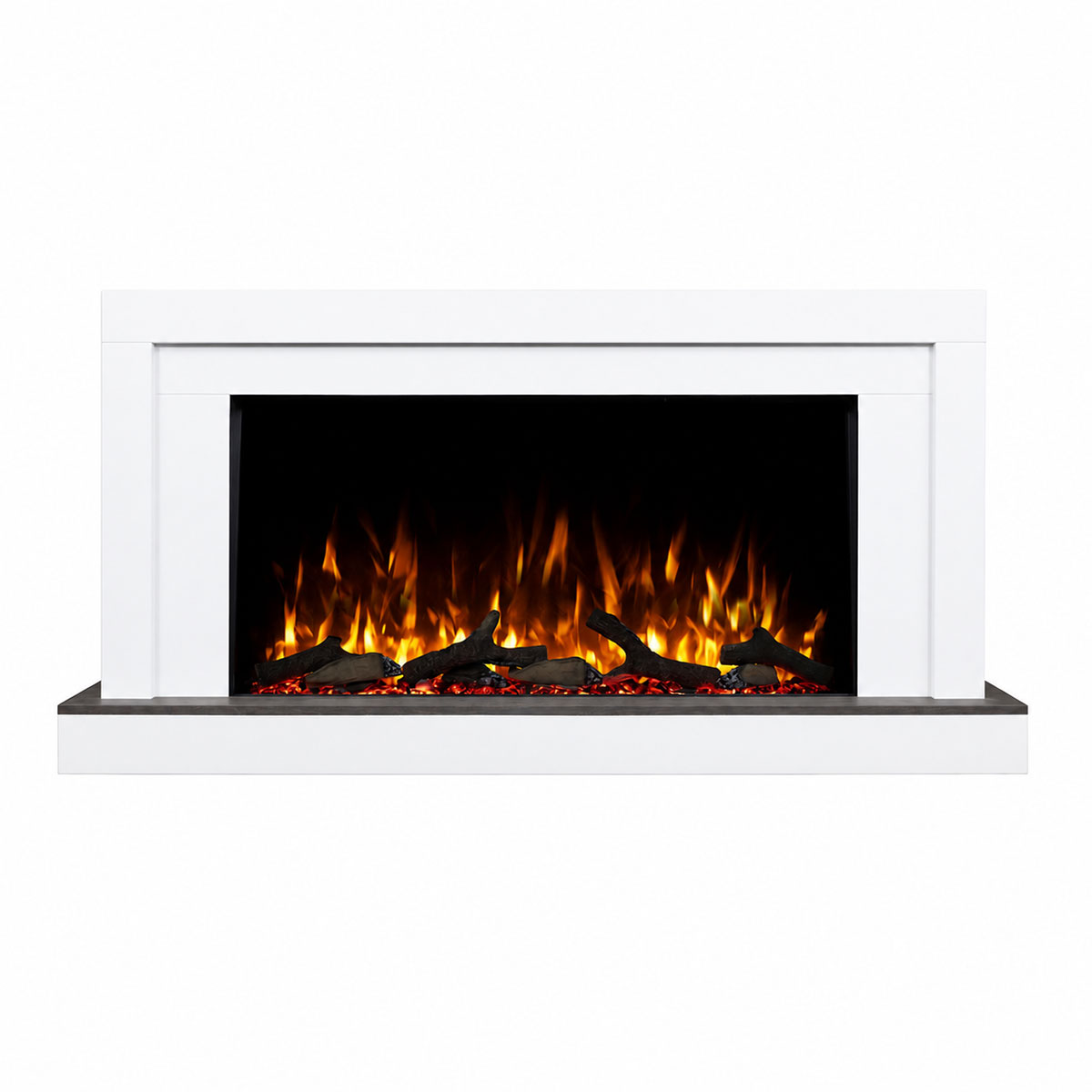 Nilla Pure White Mantel Electric Fireplace Suite