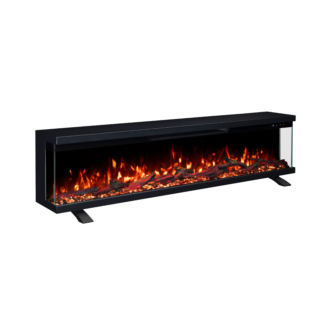 Norfolk 72 Inch 3 Sided 1800W Electric Fireplace Recessed, Wall Mounted or Freestanding with Stand