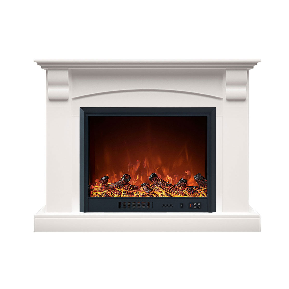 Ascot 1500W Electric Fireplace Heater White Mantel Suite with 30" Orion Insert