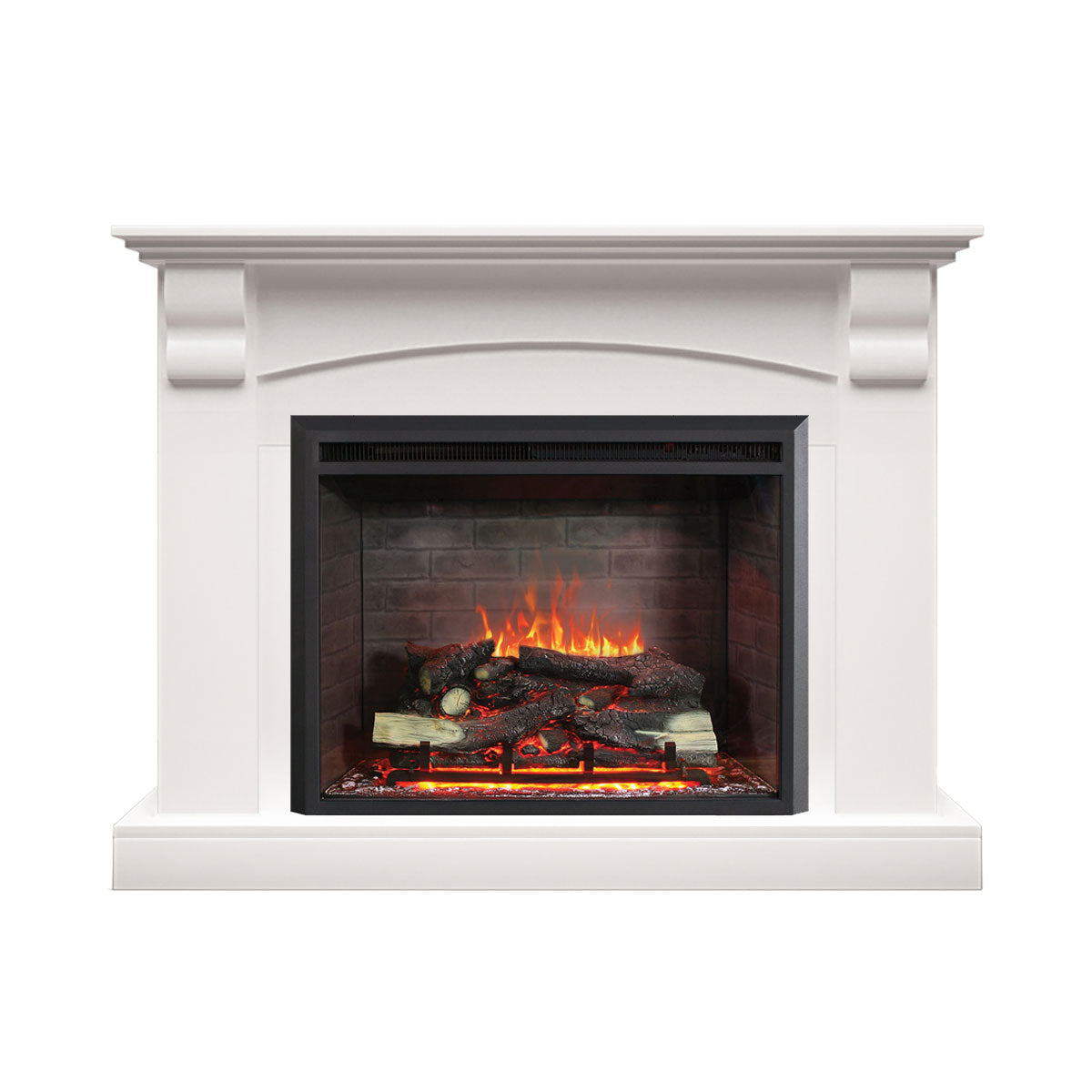 Ascot 2000W Electric Fireplace Heater White Mantel Suite with 30" Primo Insert