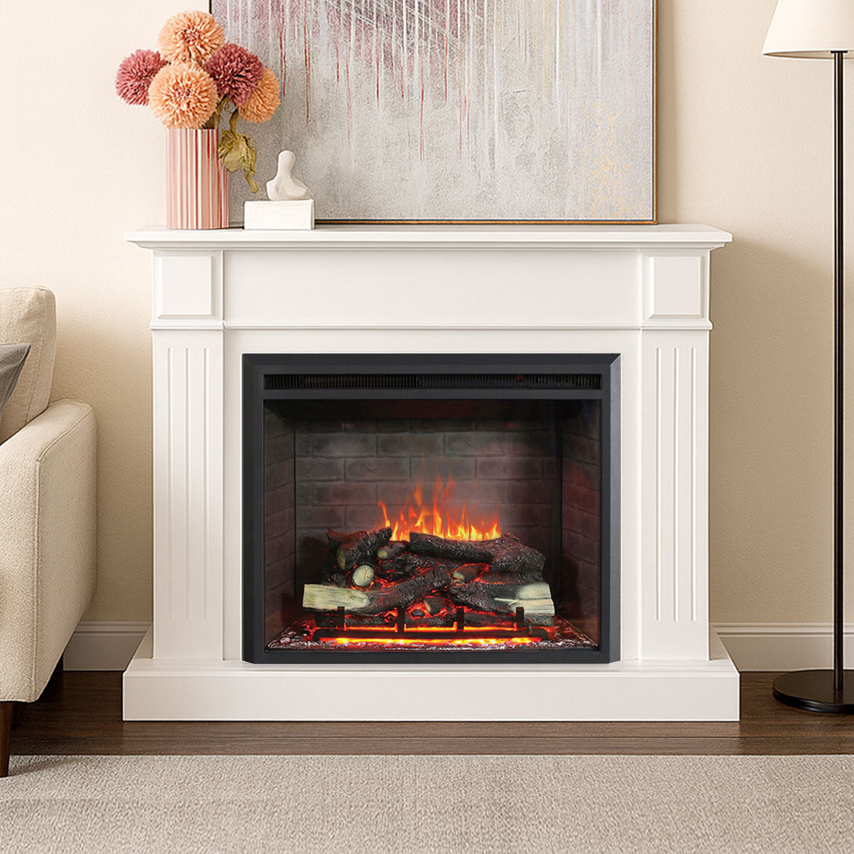 ELECTRIC ホワイト 1/2スリーブモック XL Berwick Fireplace with 30” Primo Insert & Mantel | Moda Living