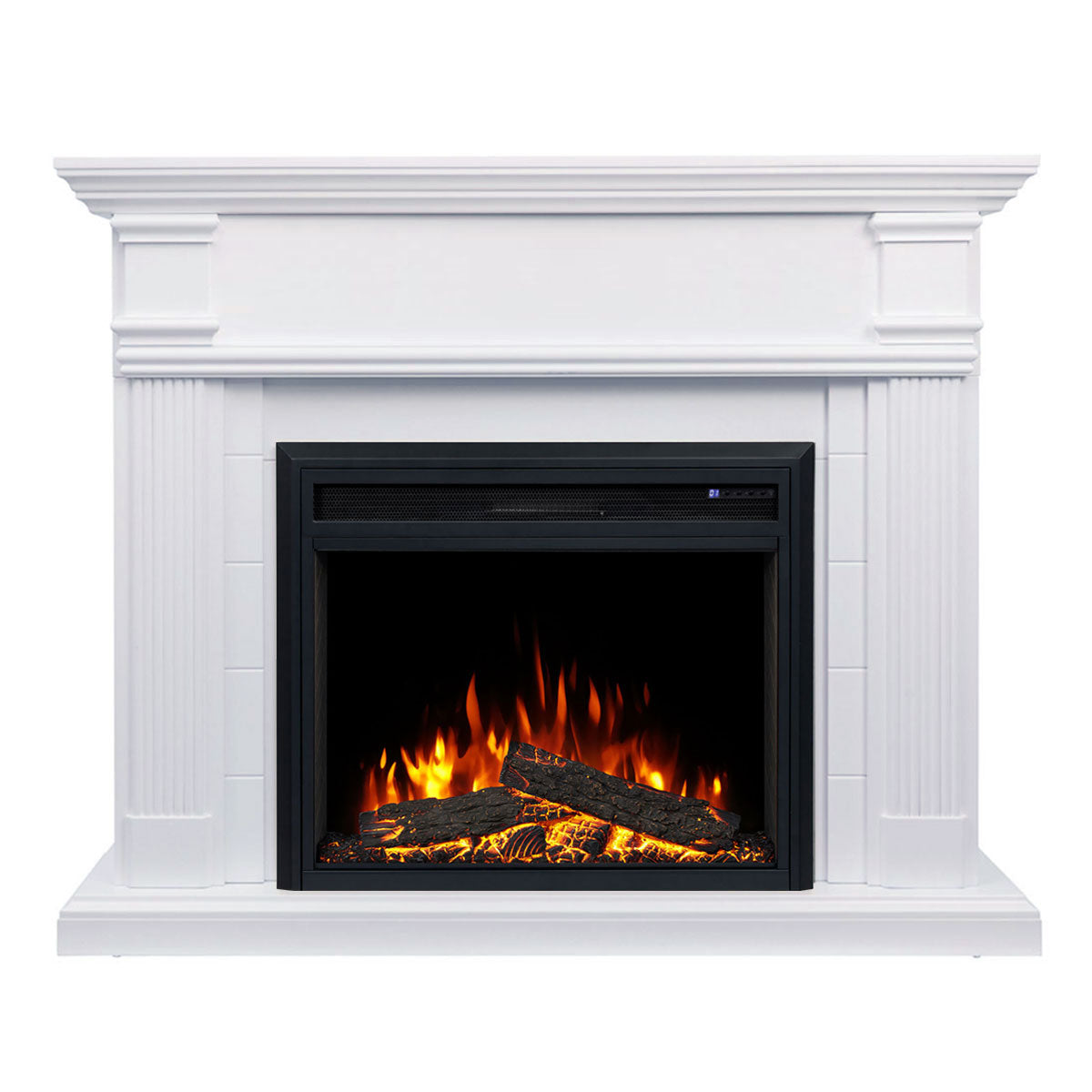 George 2000W Electric Fireplace Heater White Mantel Suite with 30" Moonlight Insert