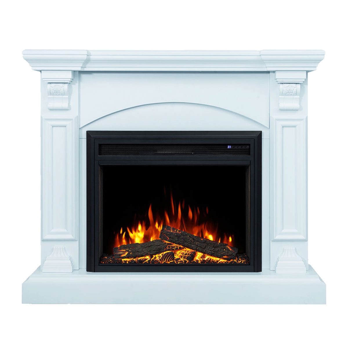 Cove 2000W Electric Fireplace Heater White Mantel Suite with 30" Moonlight Insert