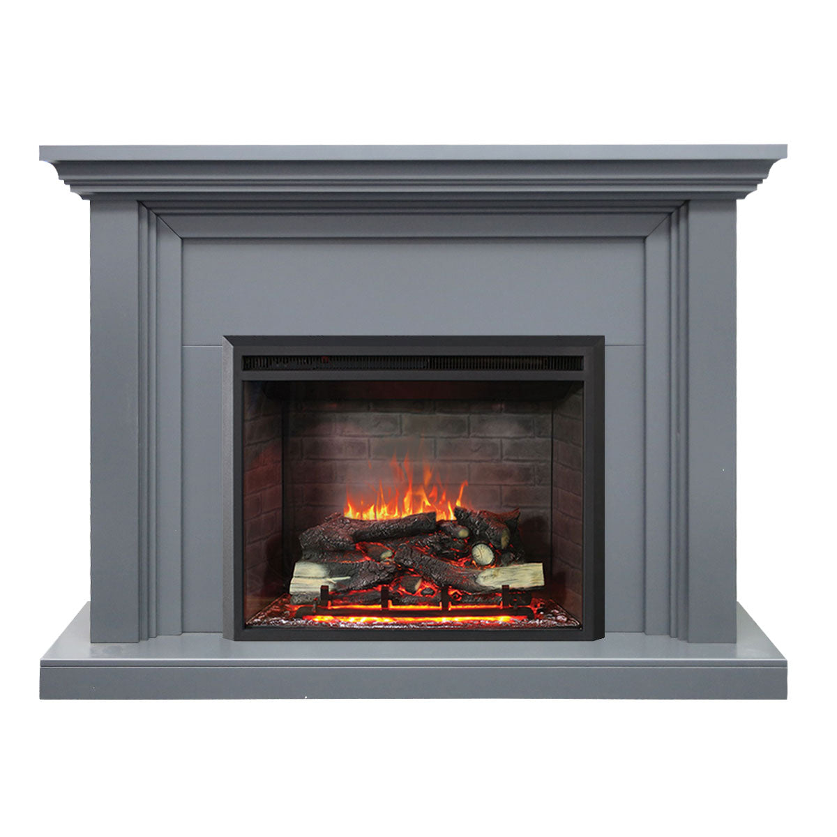 Kingsley 2000W Electric Fireplace Heater Grey Mantel Suite With 30" Primo Insert