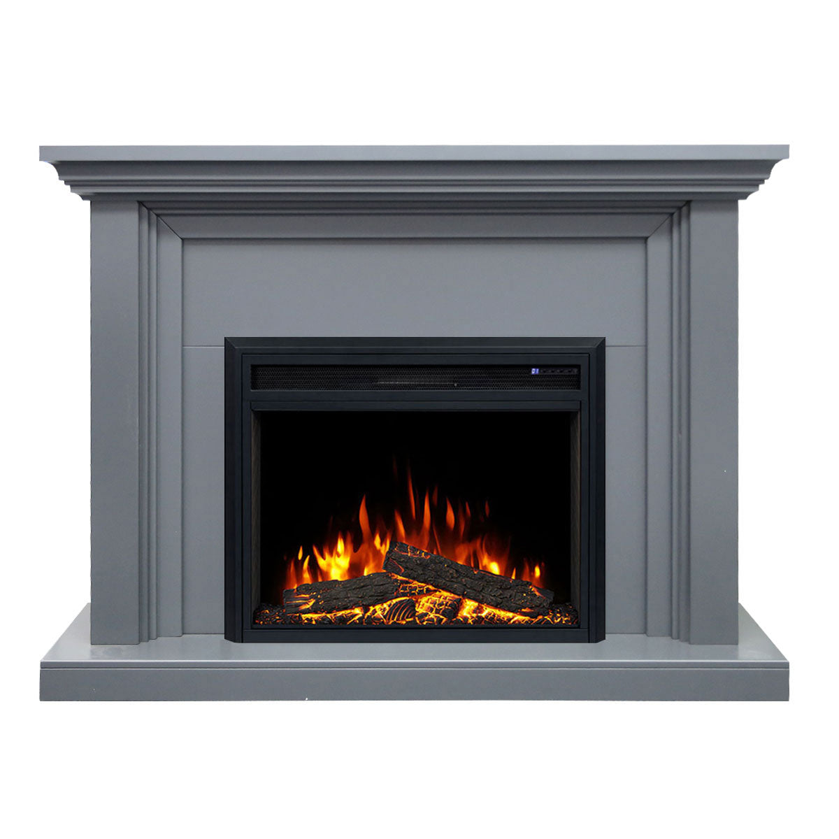 Kingsley 2000W Electric Fireplace Heater Grey Mantel Suite With 30" Moonlight Insert