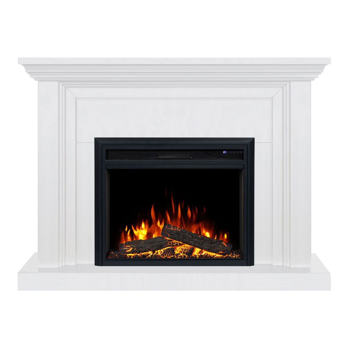 Kingsley 2000W Electric Fireplace Heater White Mantel Suite With 30" Moonlight Insert