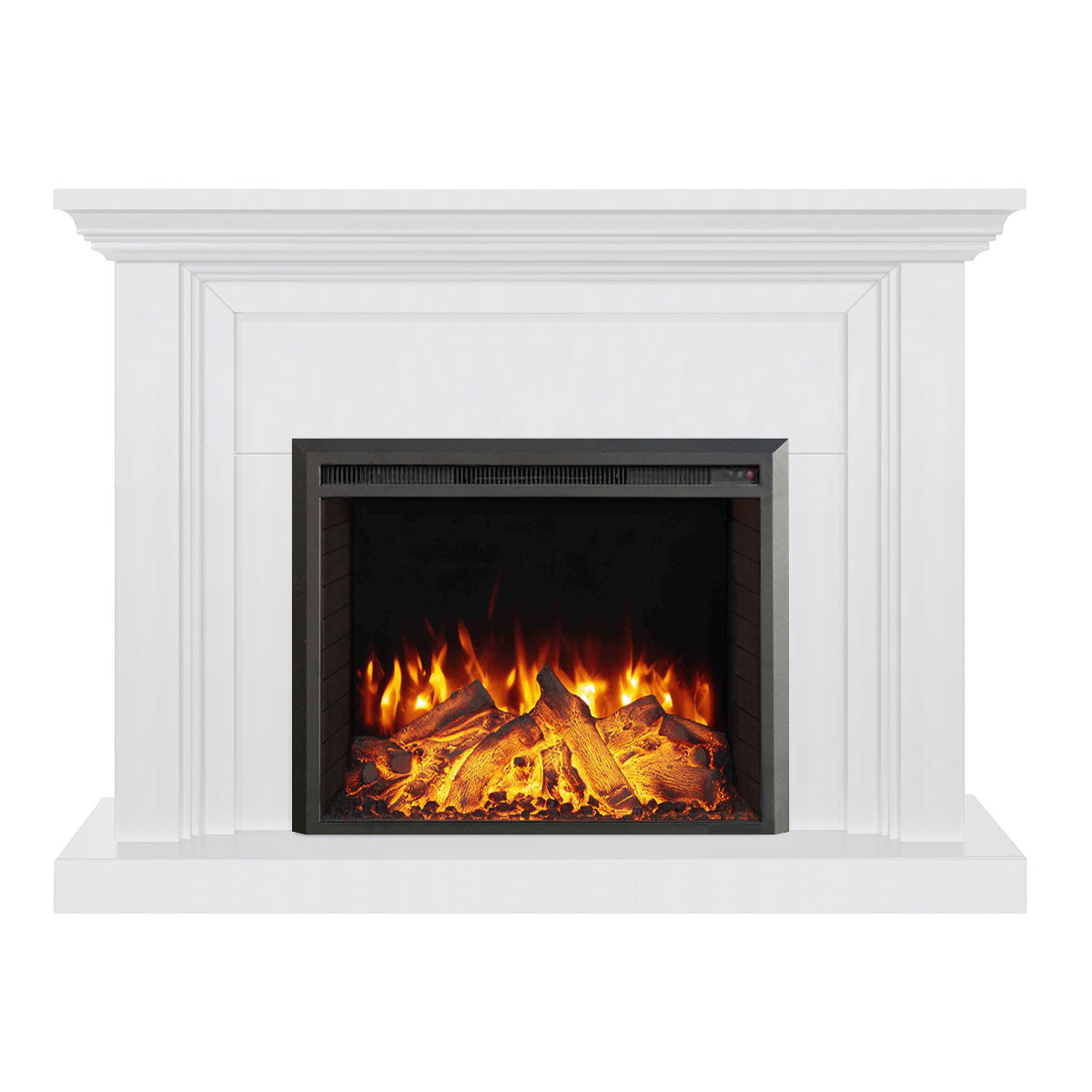 Kingsley 2000W Electric Fireplace Heater White Mantel Suite With 30" Starlight Insert