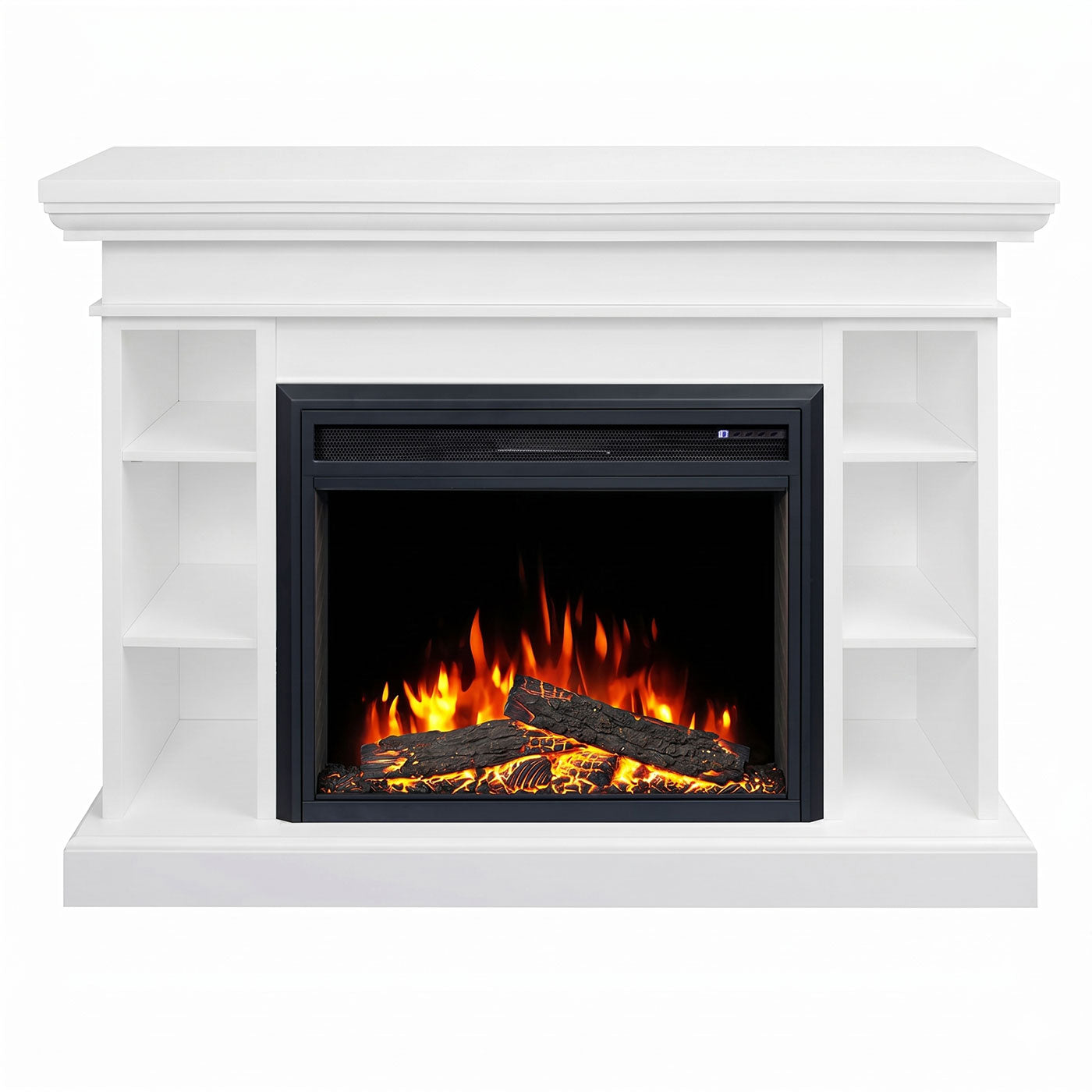 Leyton White Mantel Electric Fireplace Suite With 30 Inch Moonlight Insert