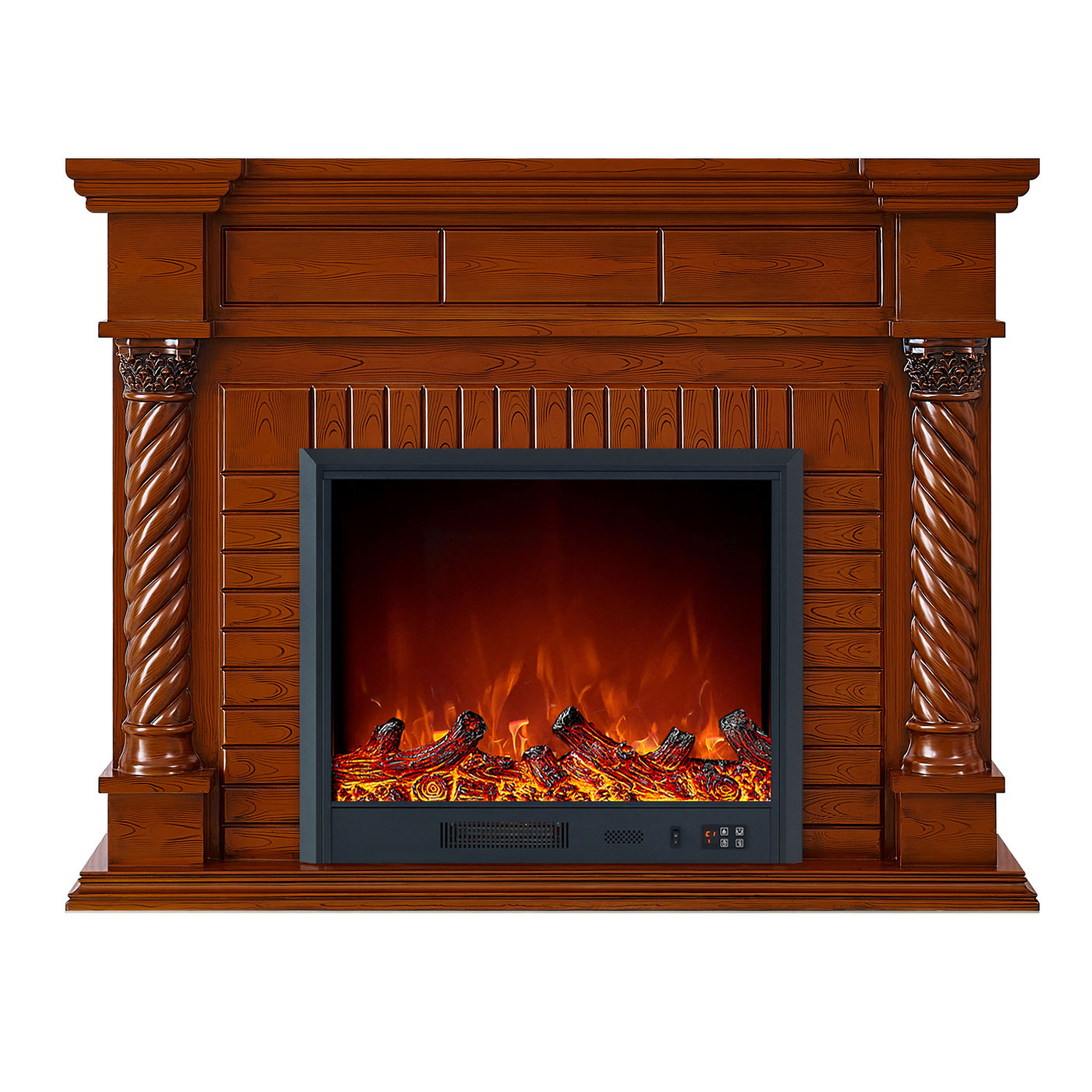 Lorient Electric Fireplace Heater Brown Mantel Suite - Smartphone Control