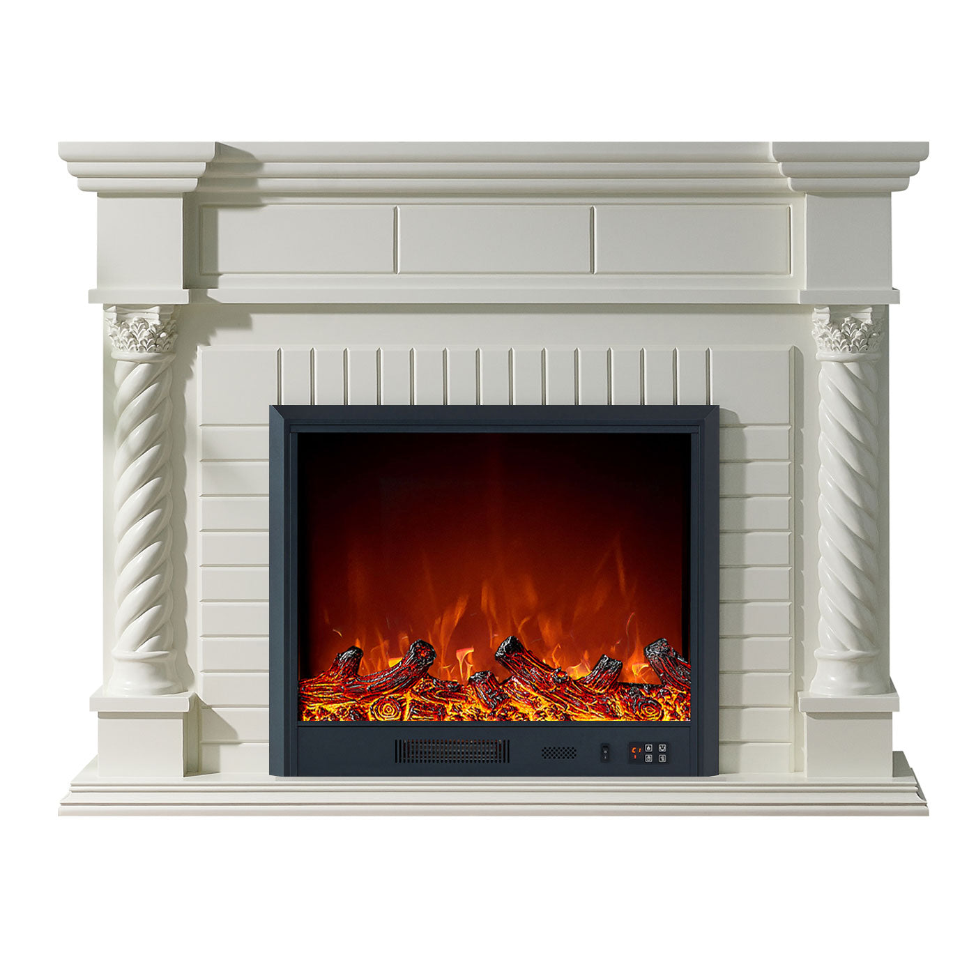 Lorient Electric Fireplace Heater Cream Mantel Suite - Smartphone Control