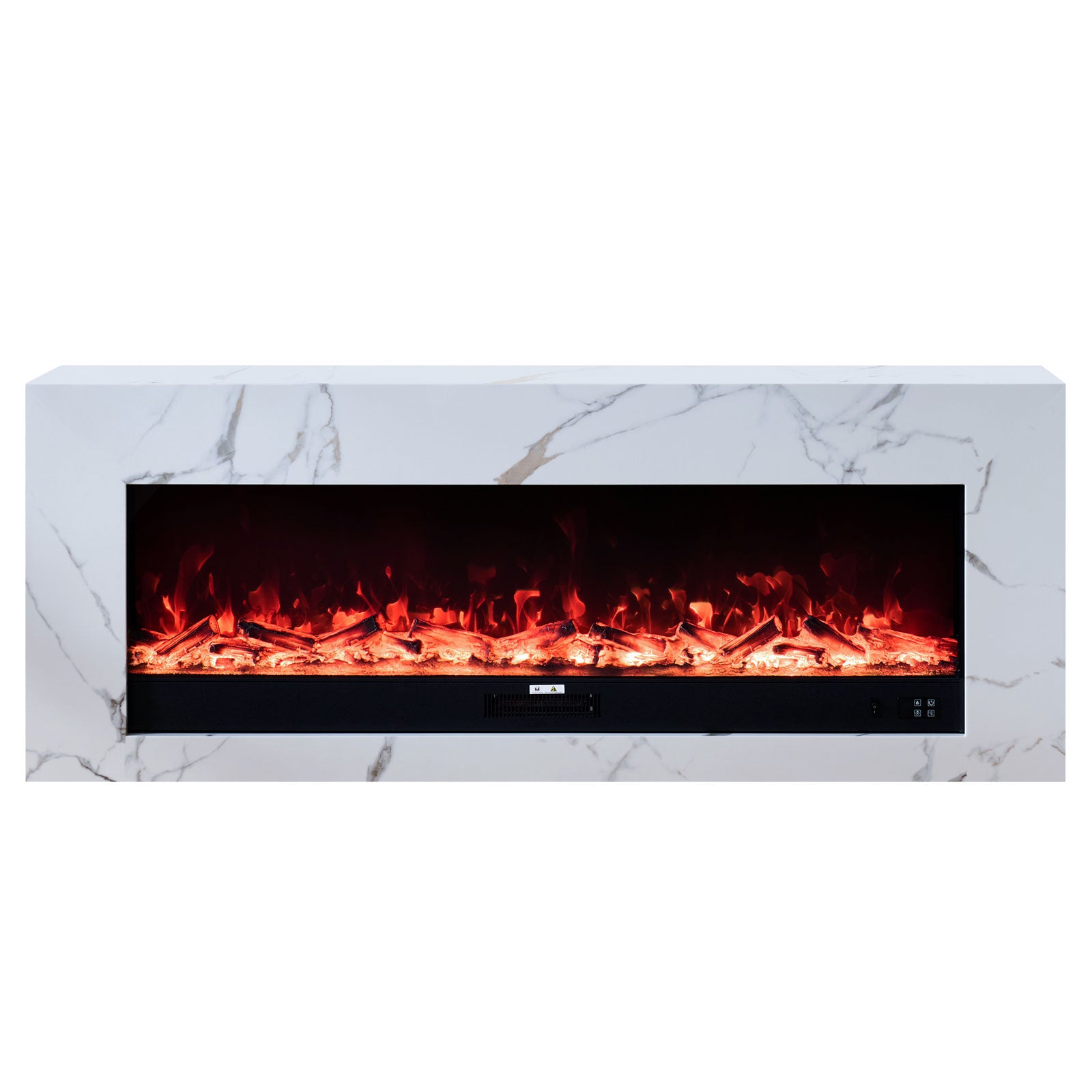 Paloma 60" Electric Fireplace with White Mantel Suite Marble Veneer - Smartphone Control
