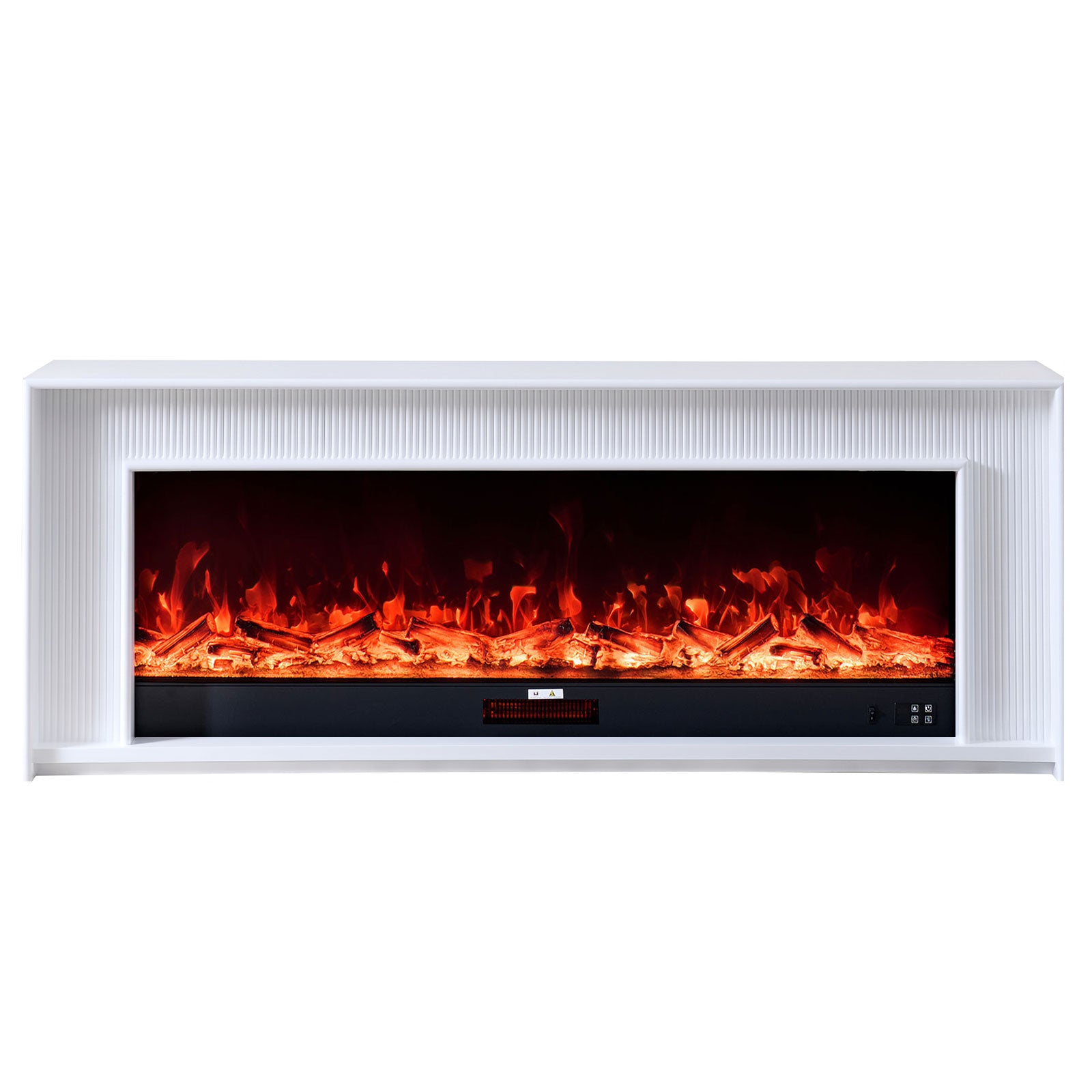 Sienna 60" Wide Electric Fireplace Heater White Mantel Suite - Smartphone Control