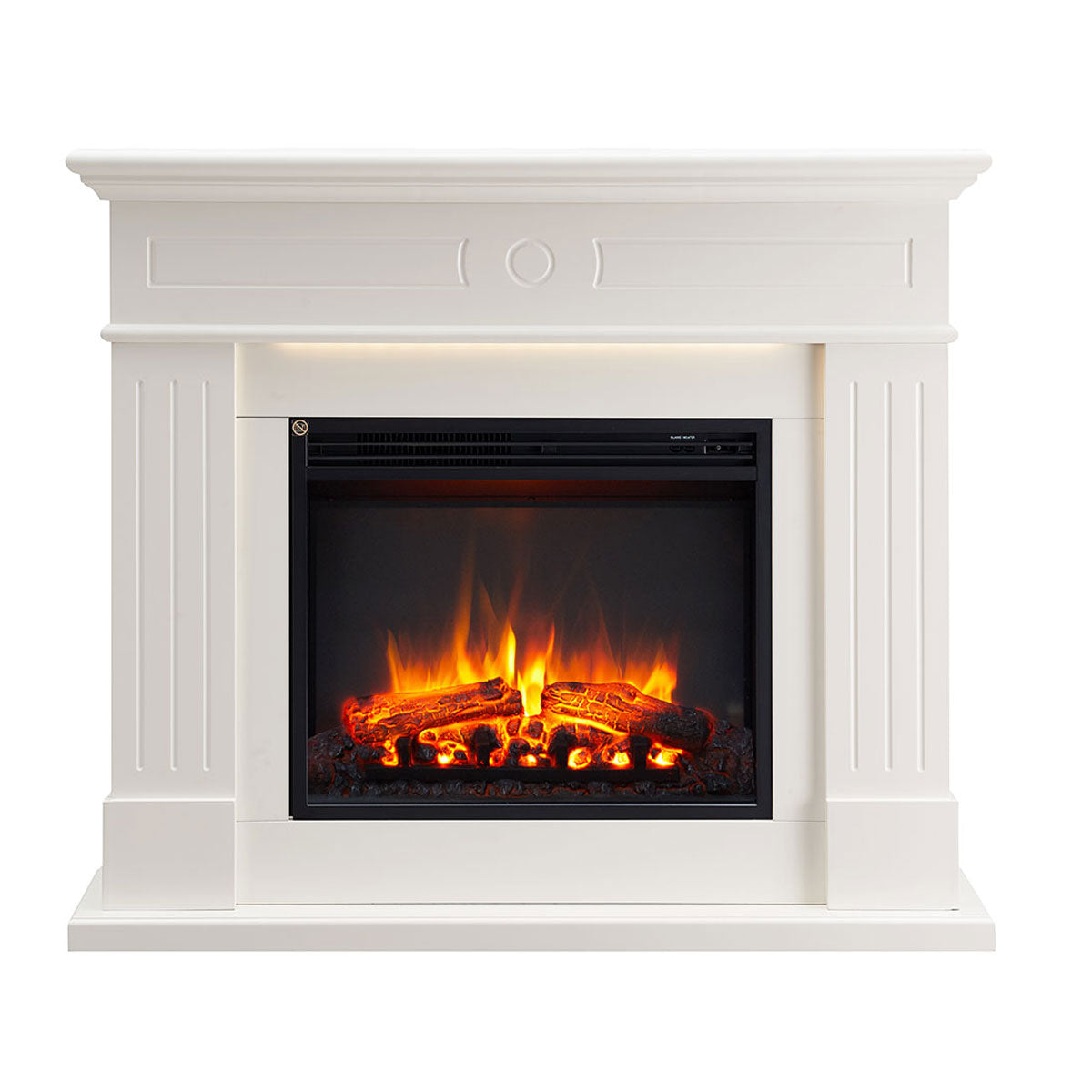 Aura 2000W Electric Fireplace Heater White Mantel Suite