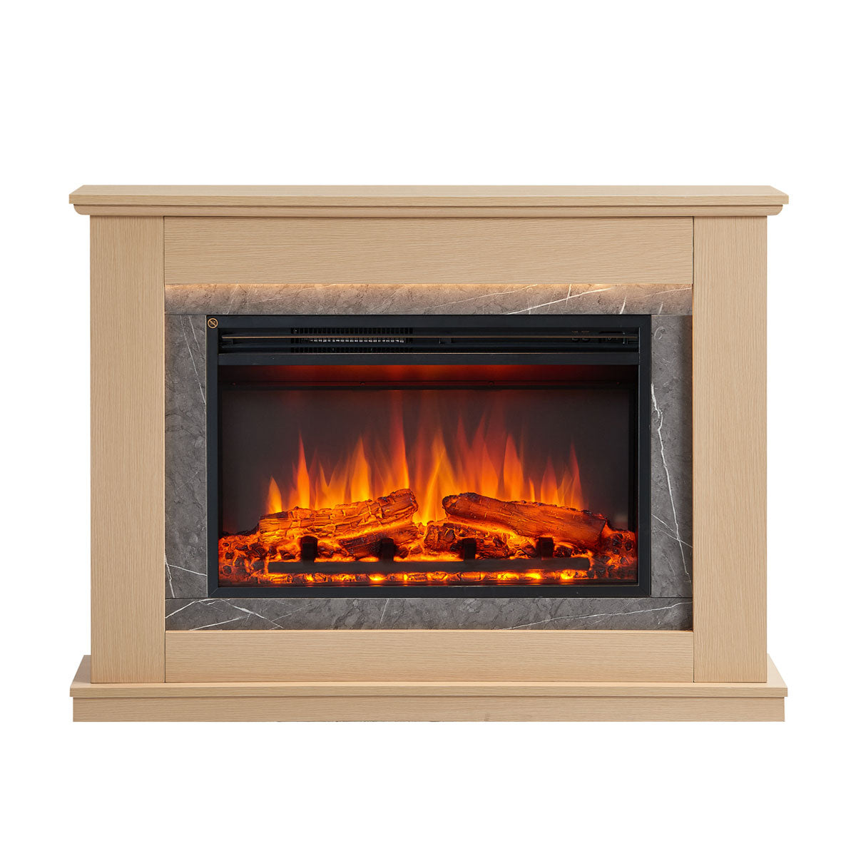 Opal 2000W Electric Fireplace Heater Natural Oak Mantel Suite