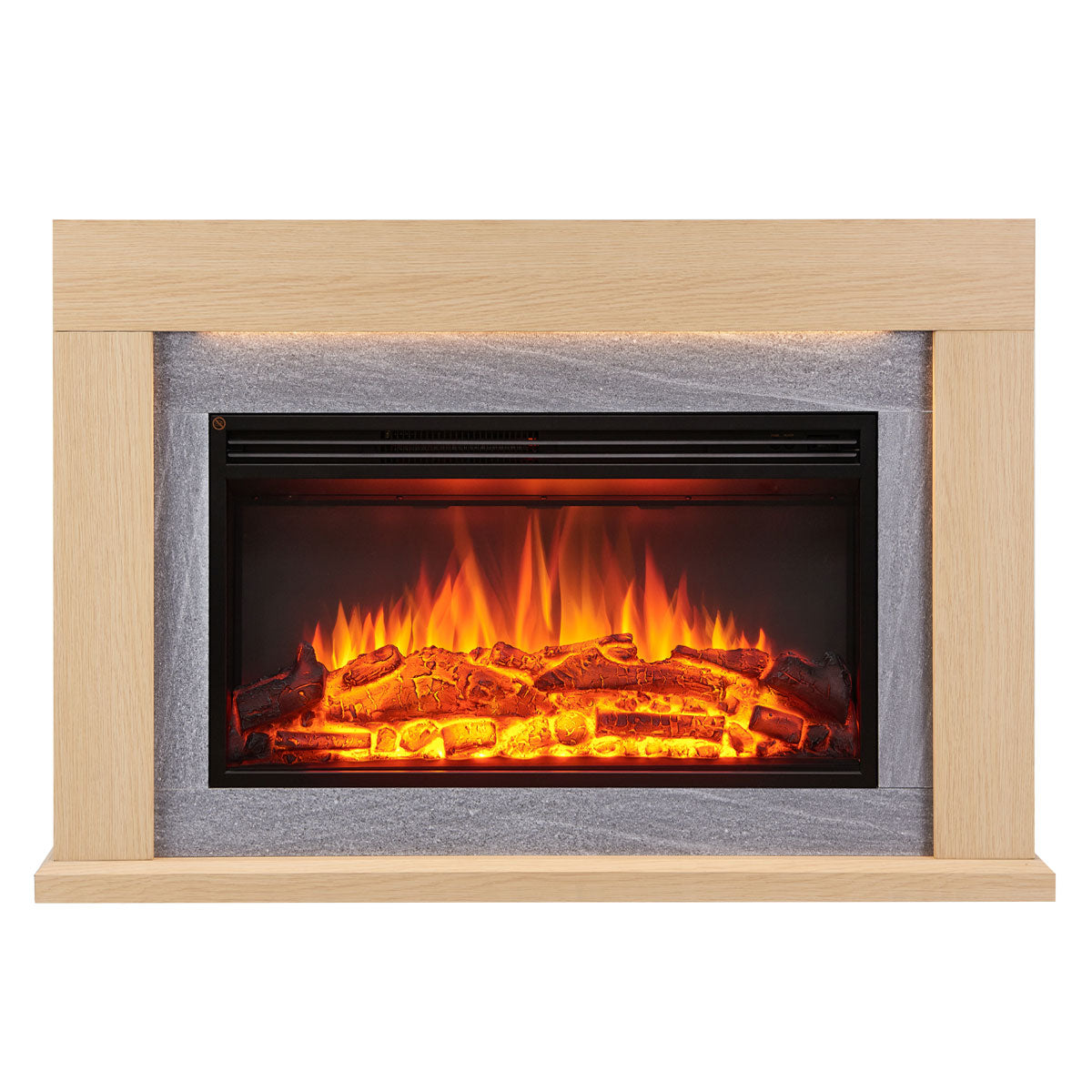 Ruby 2000W Electric Fireplace Heater Natural Oak Mantel Suite