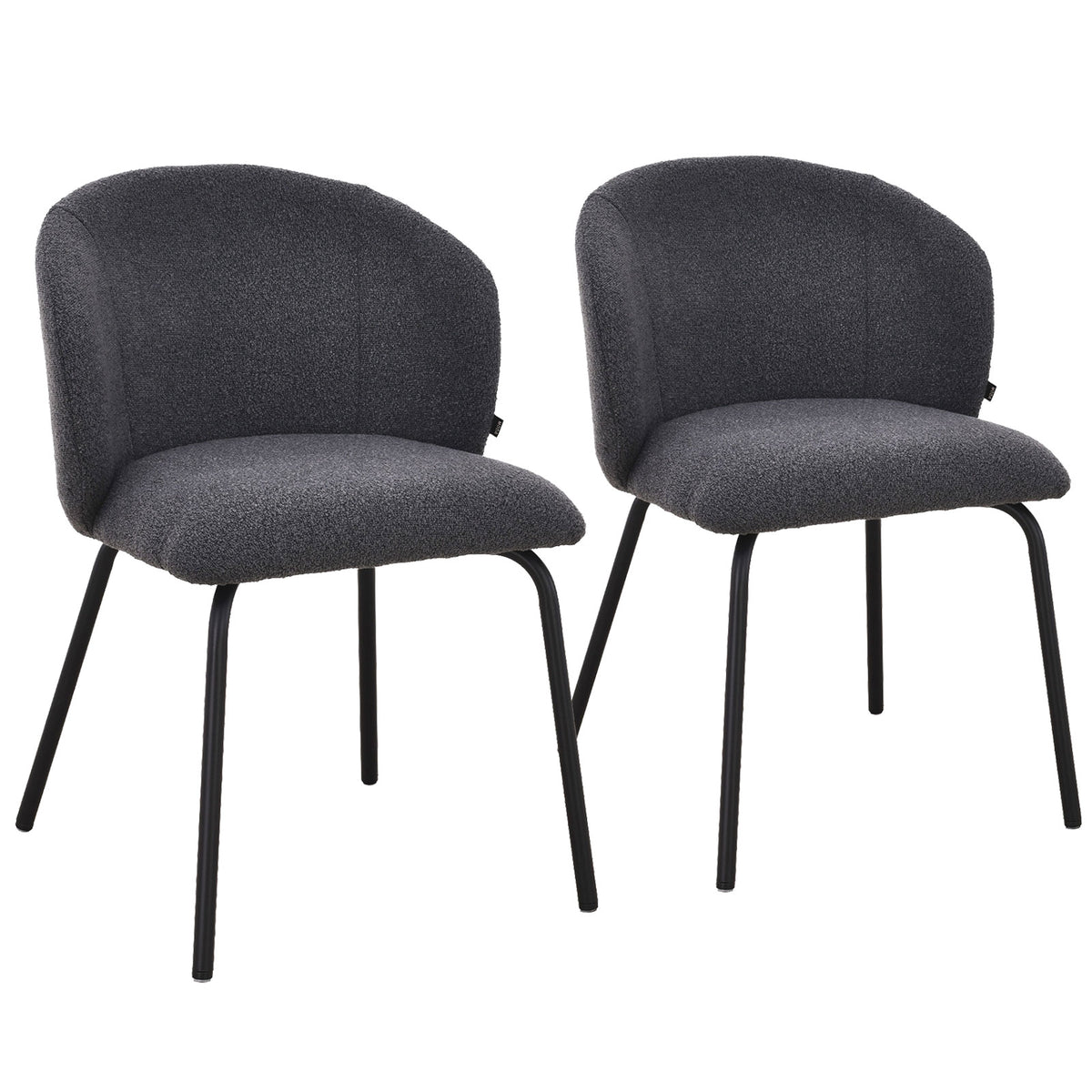Vesper Black Metal Frame Upholstered Dining Chair – Dark Grey Fabric (Set of 2)