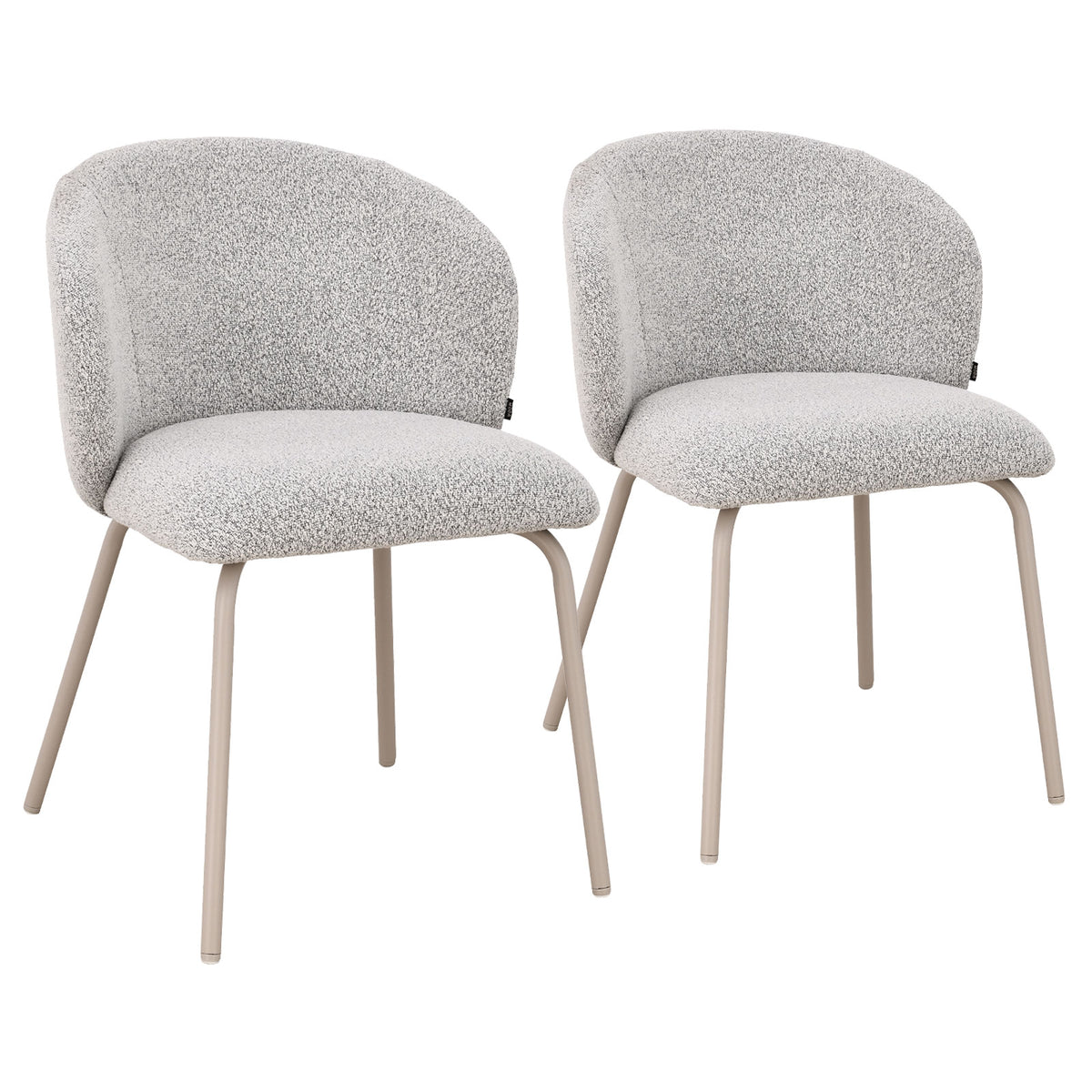 Vesper Beige Metal Frame Upholstered Dining Chair – Light Grey Fabric (Set of 2)