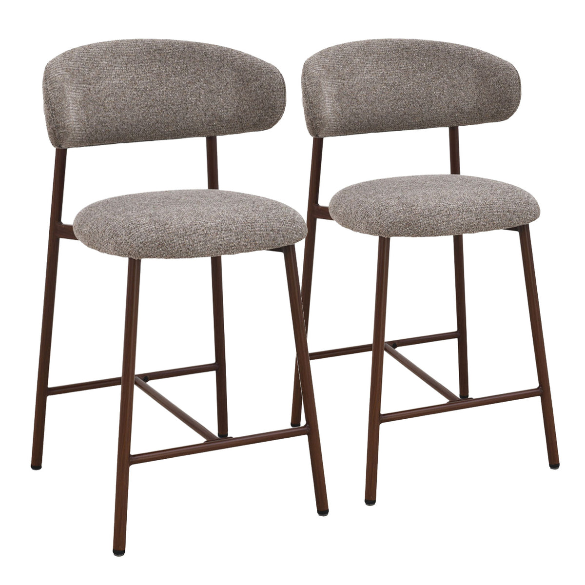 Alina Dark Walnut Look Upholstered Bar Stool – Brown Fabric (Set of 2)