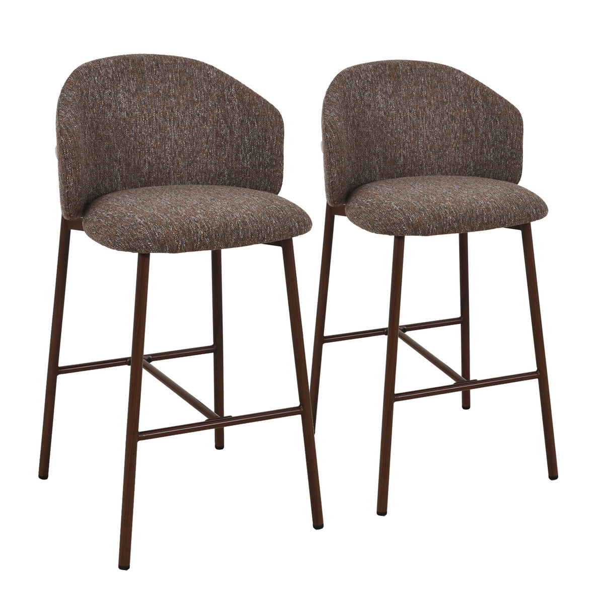 Runa Dark Walnut Look Upholstered Bar Stool – Brown Fabric (Set of 2)