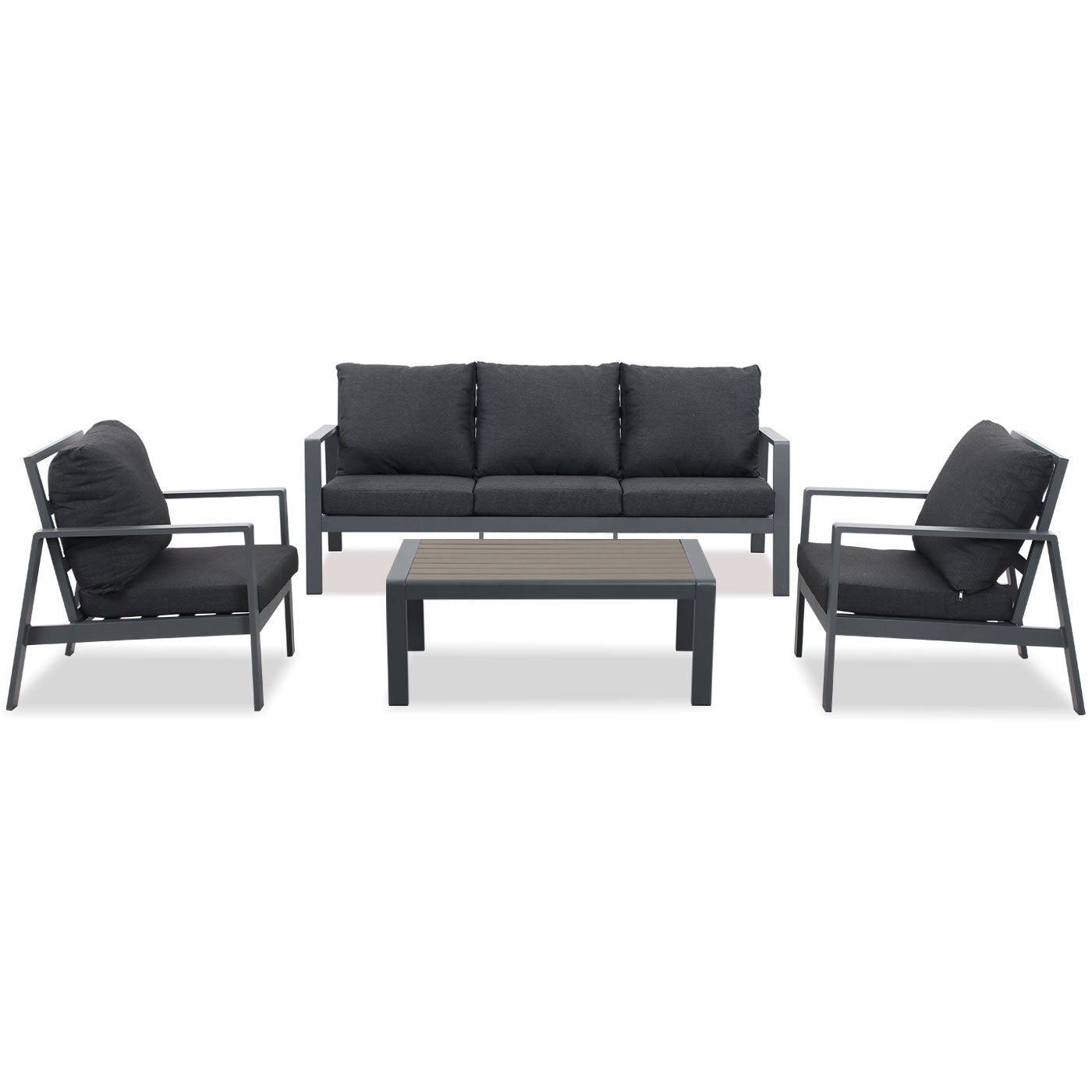 Florence 5 Seater Charcoal Aluminium Sofa Lounge Set - Dark Grey Cushion