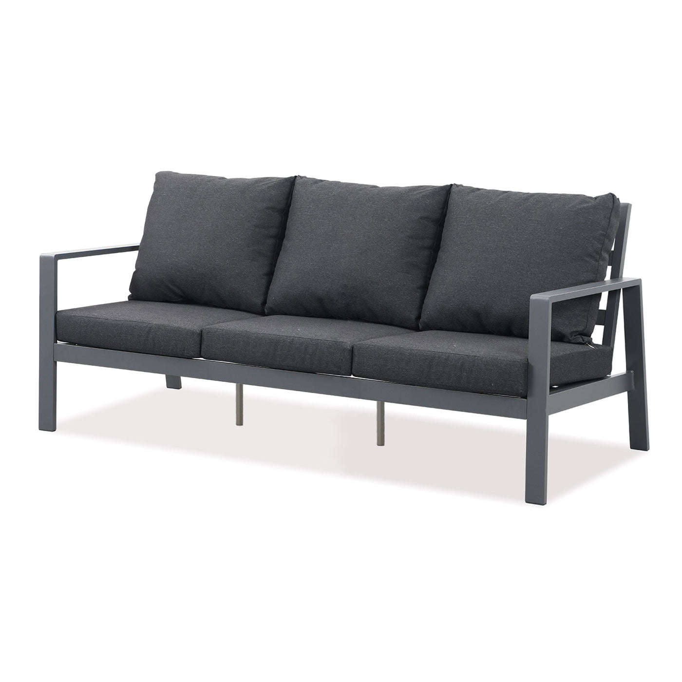 Florence 3+2 Seater Charcoal Aluminium Sofa Lounge Set - Dark Grey Cushion