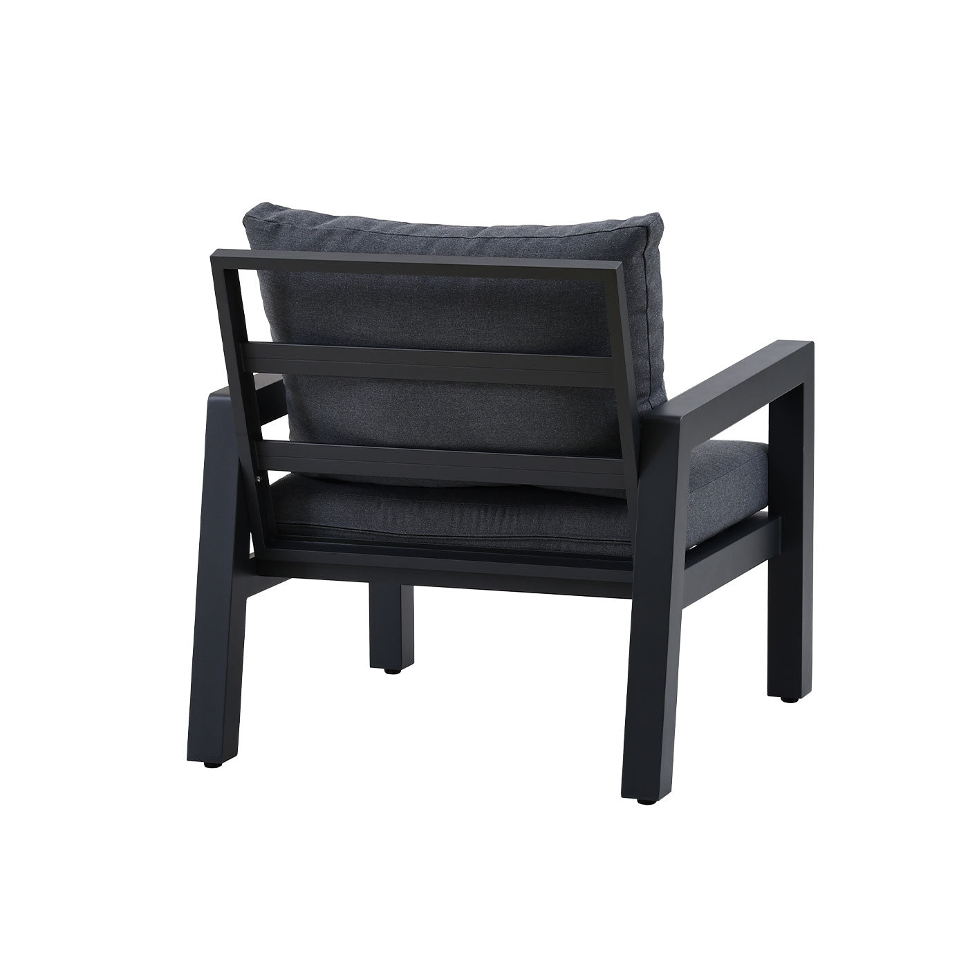 Bronte Single Seater Charcoal Aluminium Outdoor Sofa - Dark Grey Cushion (Set of 2)