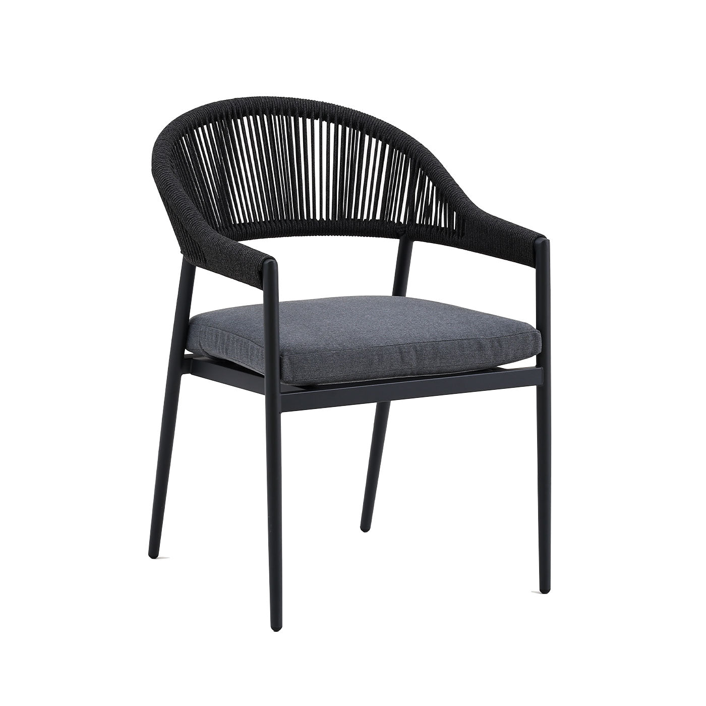 Fraser Charcoal Aluminium Outdoor Dining Chairs with Arms - Dark Grey Cushions (Set of 2)