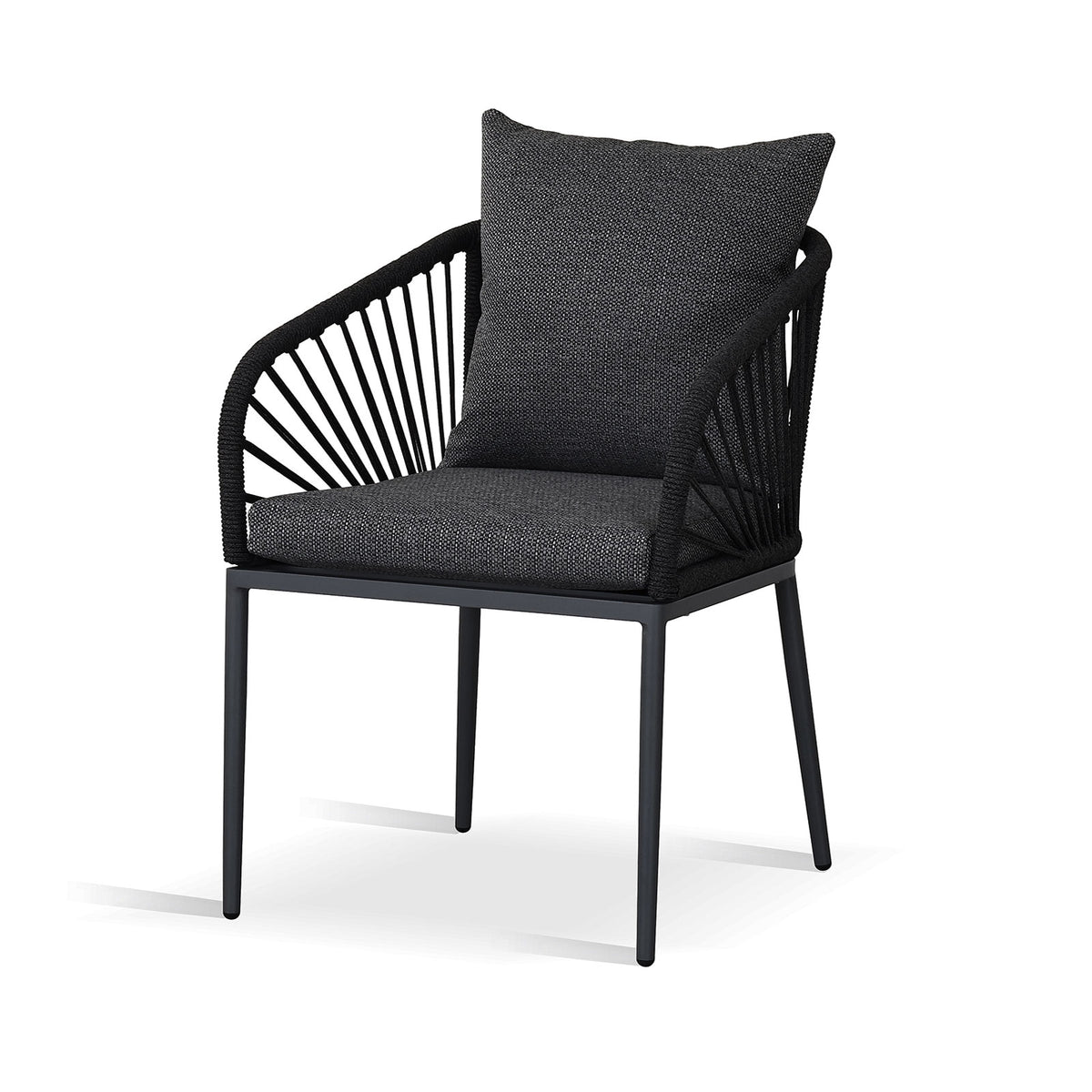 Clayton Charcoal Aluminium Outdoor Dining Chairs - Dark Grey Cushions (Set of 2)