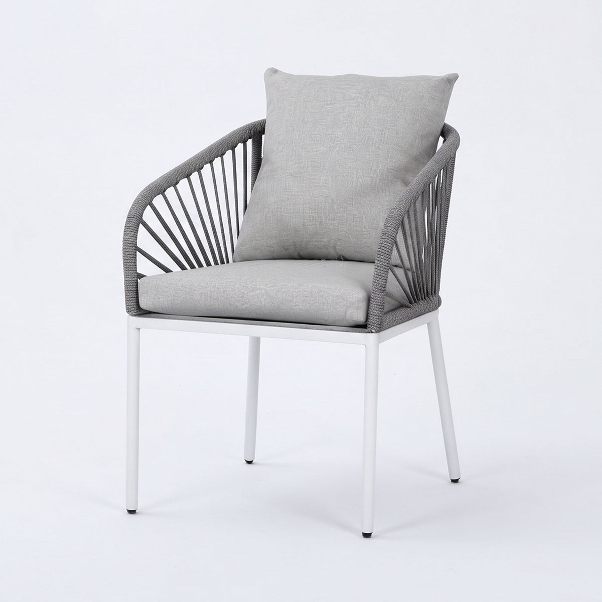 Clayton White Aluminium Outdoor Dining Chairs - Light Grey Cushions (Set of 2)