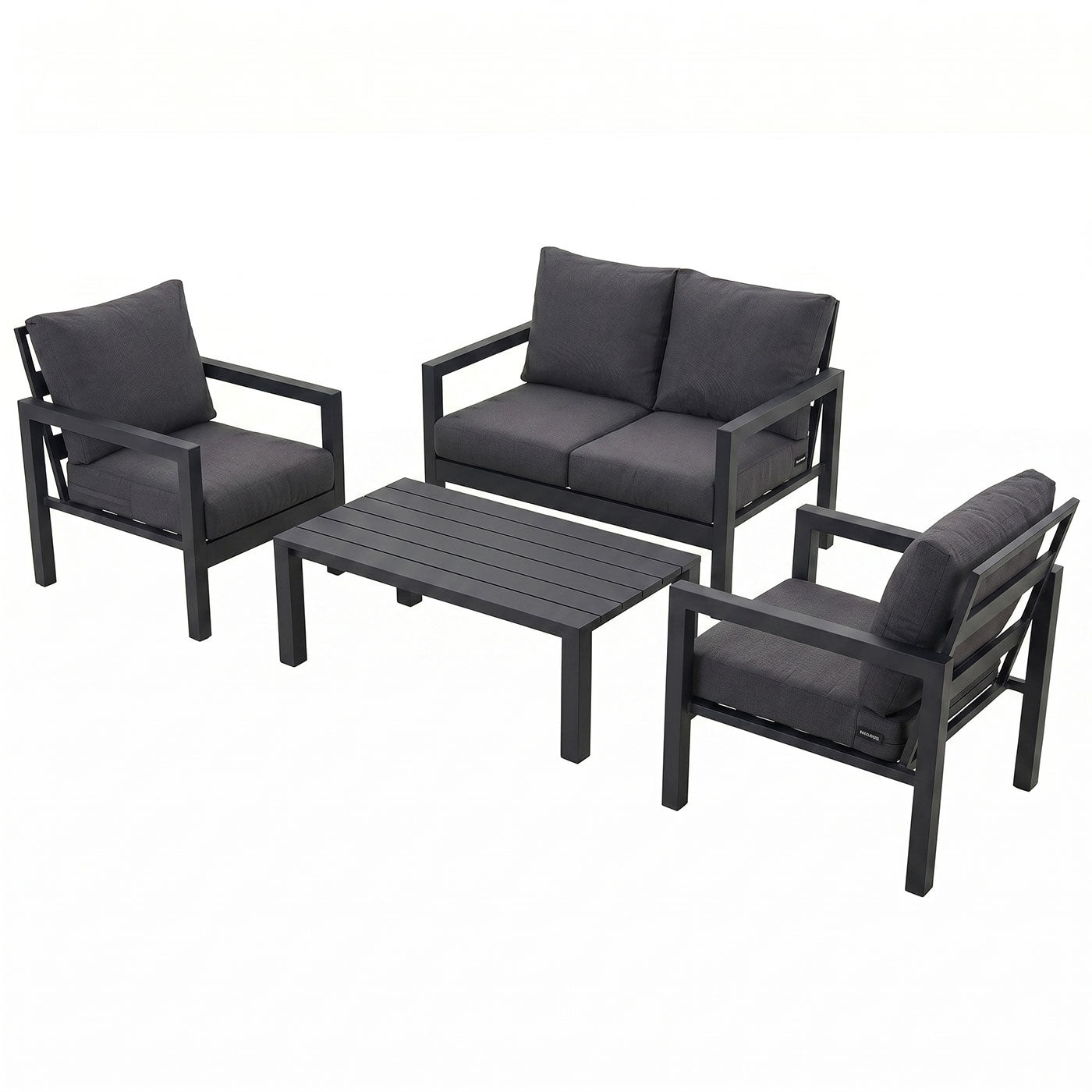 Manly 4 Seater Charcoal Aluminium Sofa Lounge Set - Dark Grey Cushions