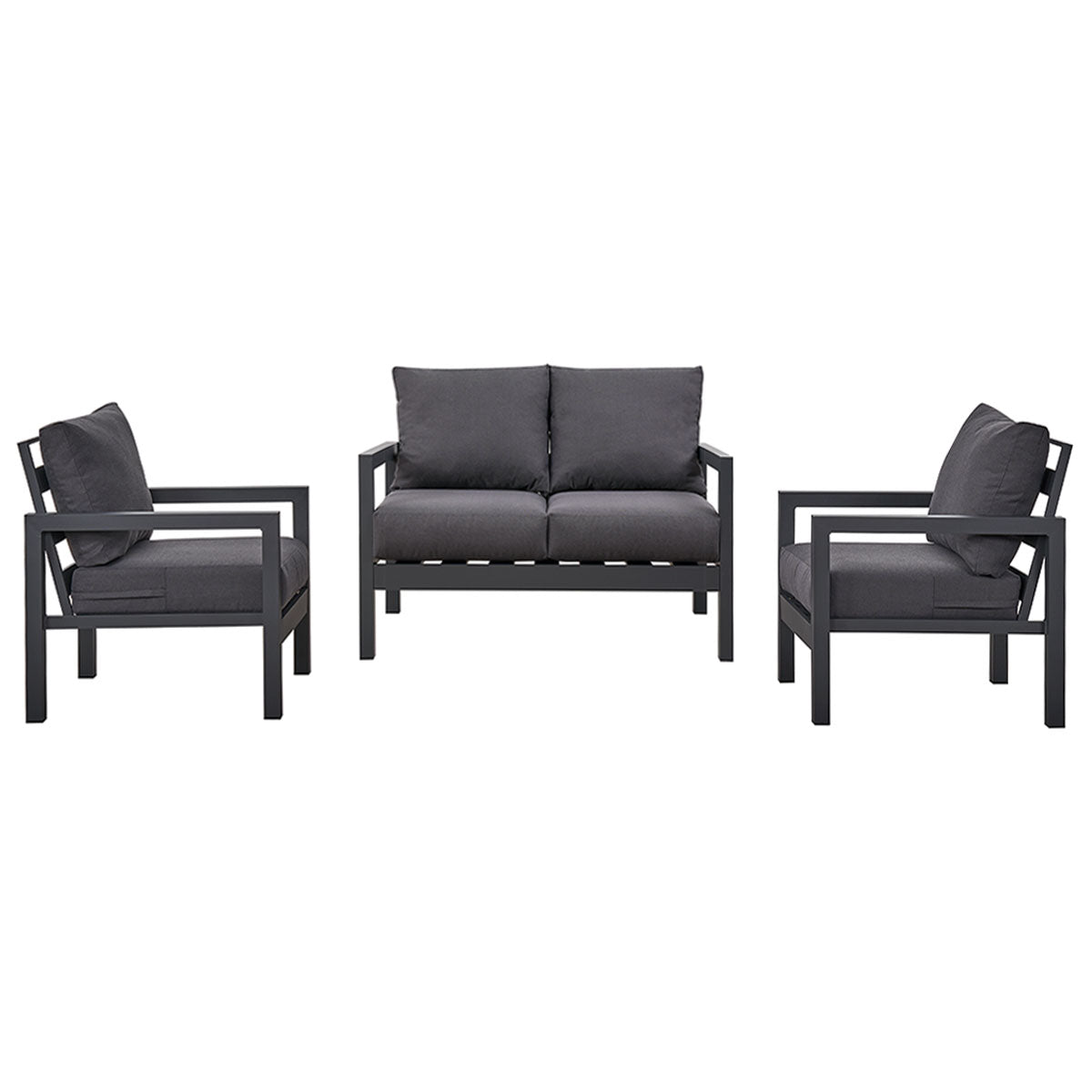 Coogee 4 Seater Charcoal Aluminium Sofa Lounge - Dark Grey Cushion