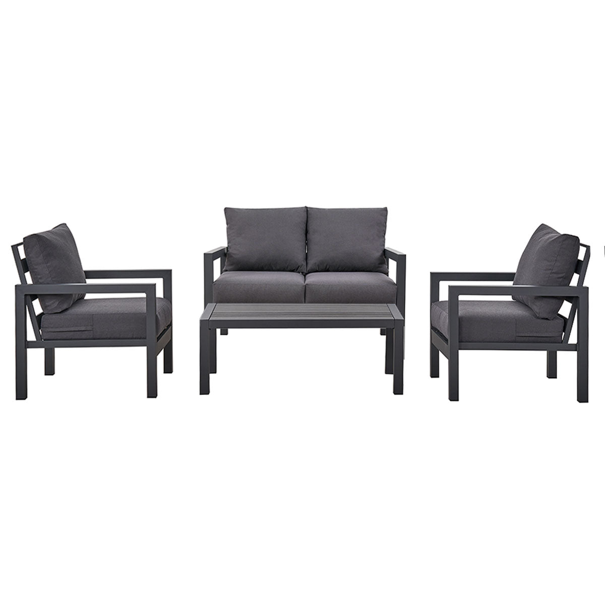 Coogee 4 Seater Charcoal Aluminium Sofa Lounge Set - Dark Grey Cushion