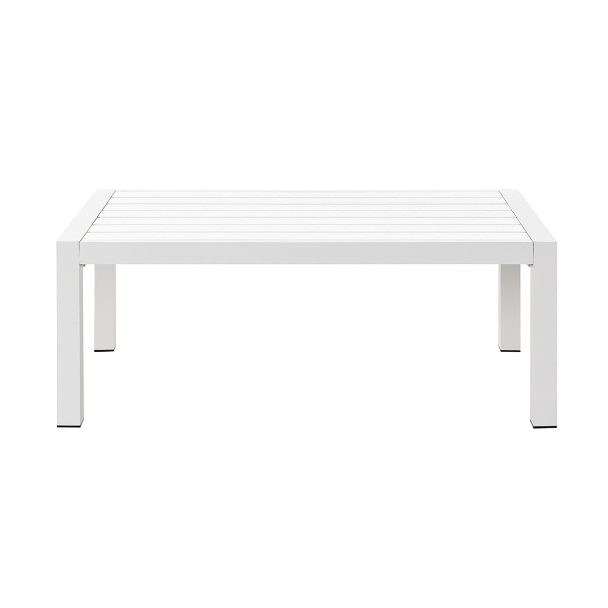 Coogee White Aluminium Outdoor Coffee Table with faux wood Top (110x62cm)