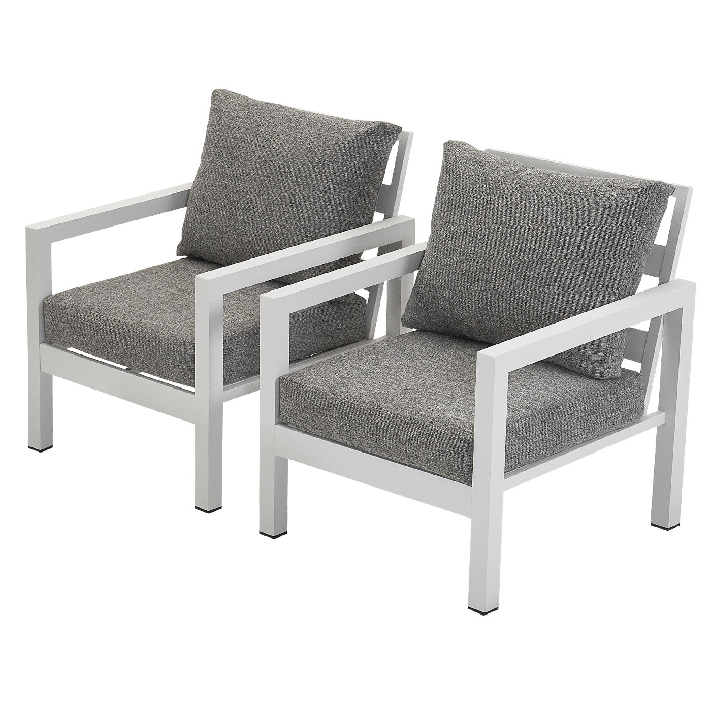 Manly Single Seater White Aluminium Outdoor Sofa Lounge - Textured Grey Cushions (Set of 2)