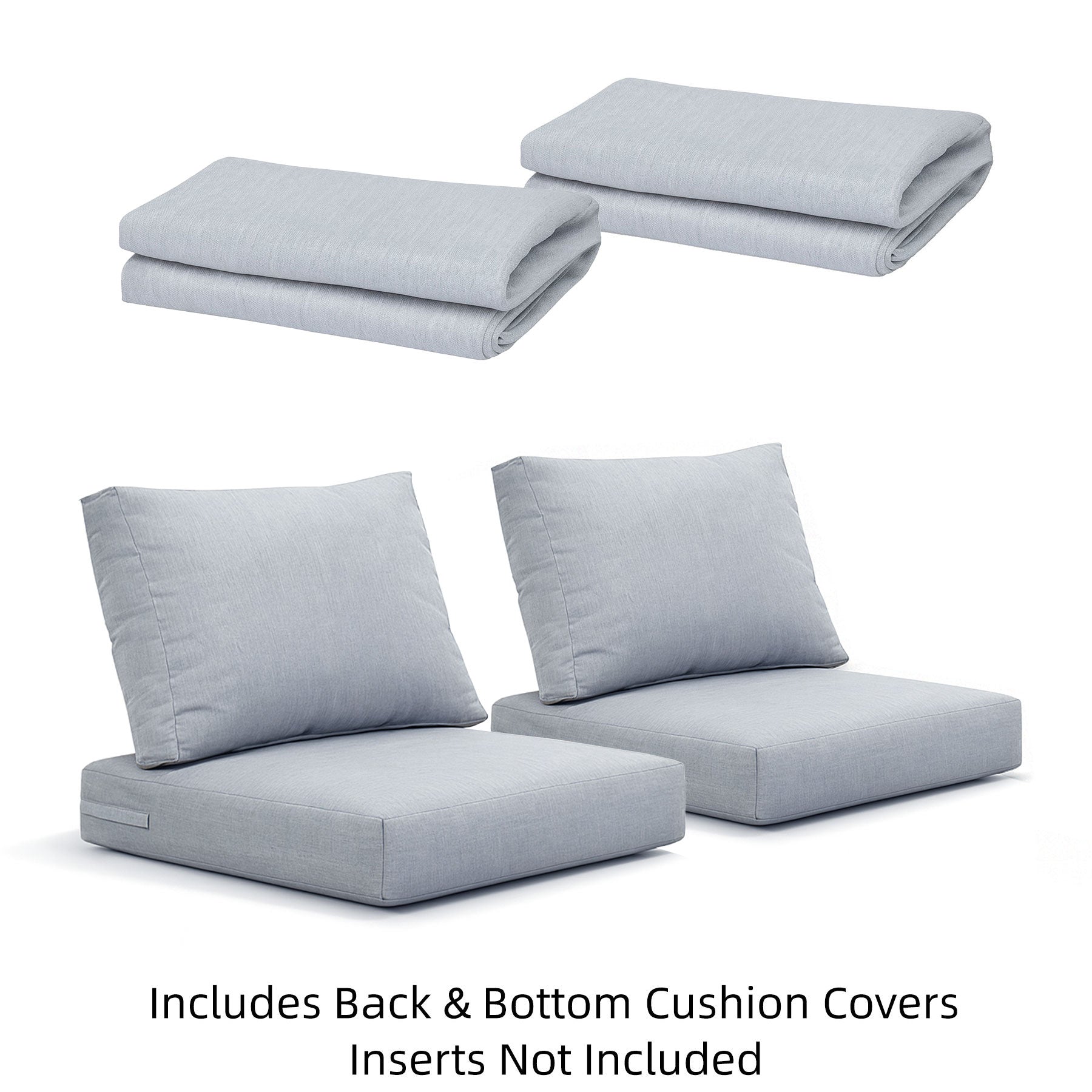 Coogee Cushion Cover Set for Two Single Seats - Light Grey (For 2x Single Seat Sofas)