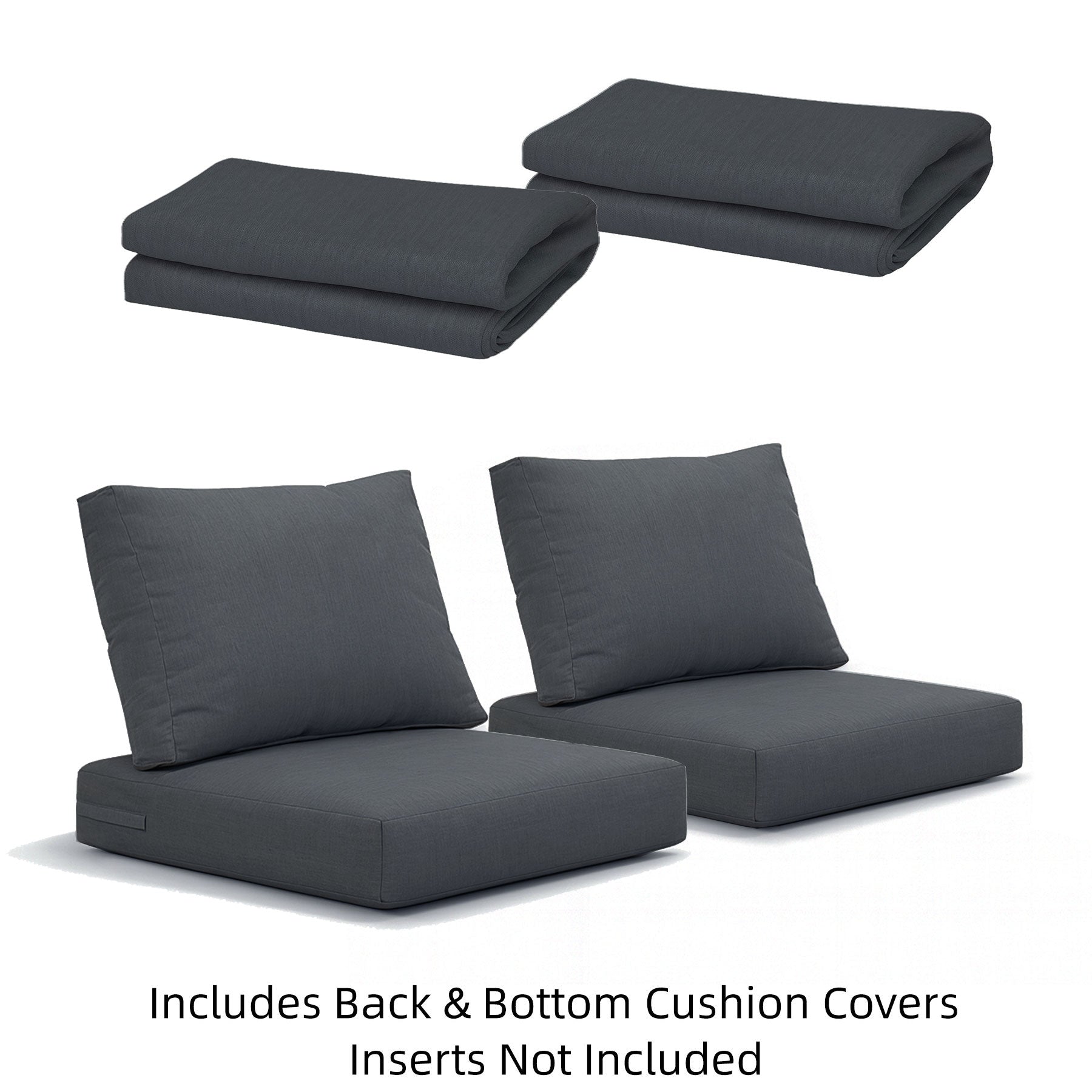 Coogee Cushion Cover Set for Two Single Seats - Dark Grey (For 2x Single Seat Sofas)