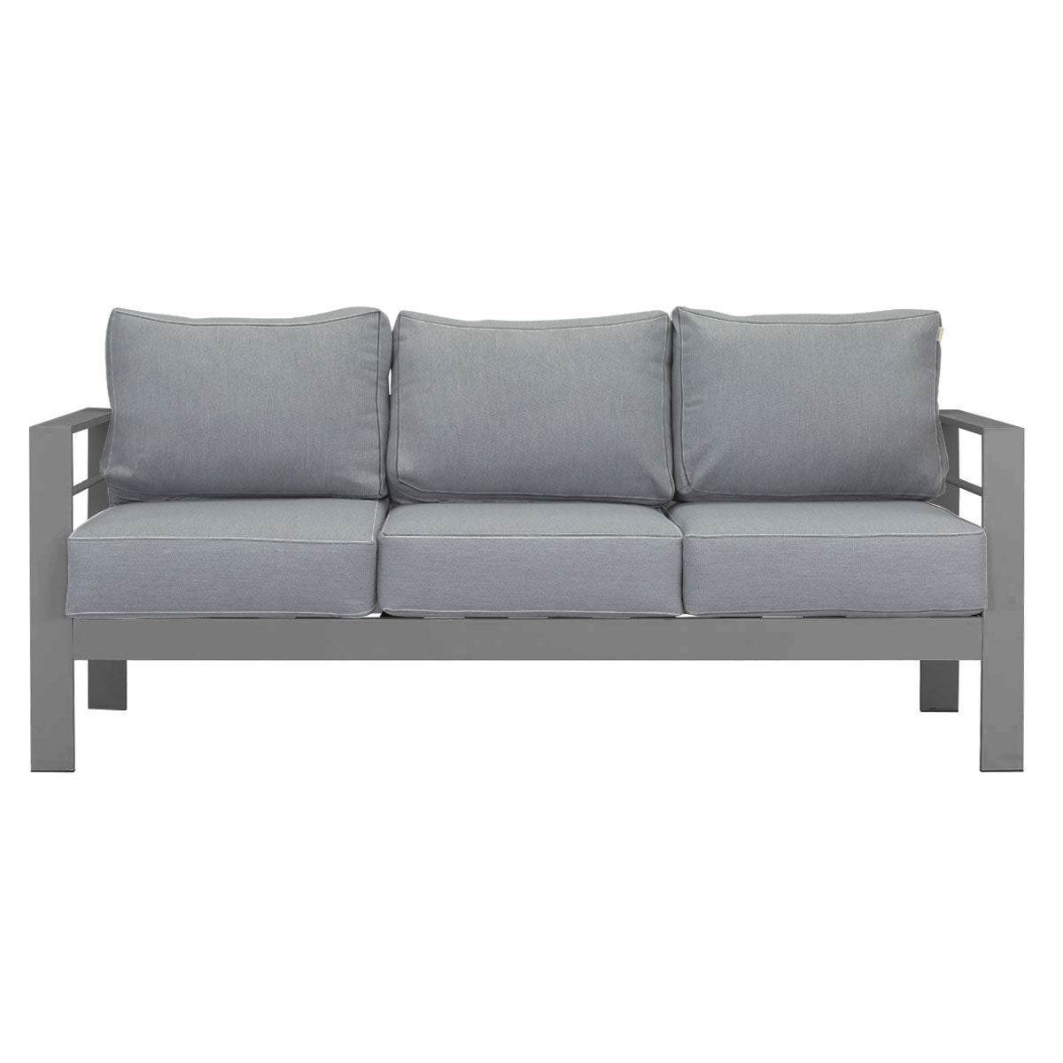 Paris 3+2 Seater Charcoal Aluminium Sofa Lounge - Grey Cushion