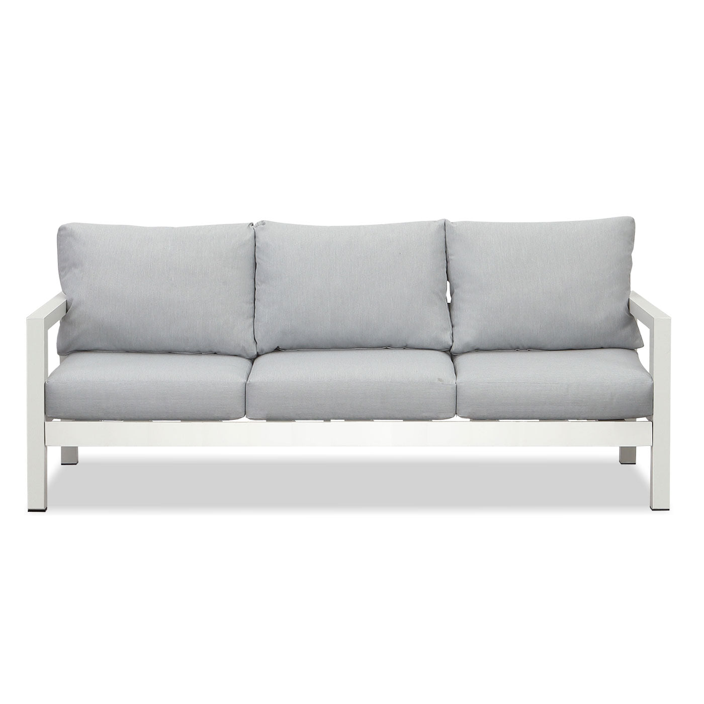 Manly 3+2 Seater White Aluminium Sofa Lounge - Light Grey Cushion