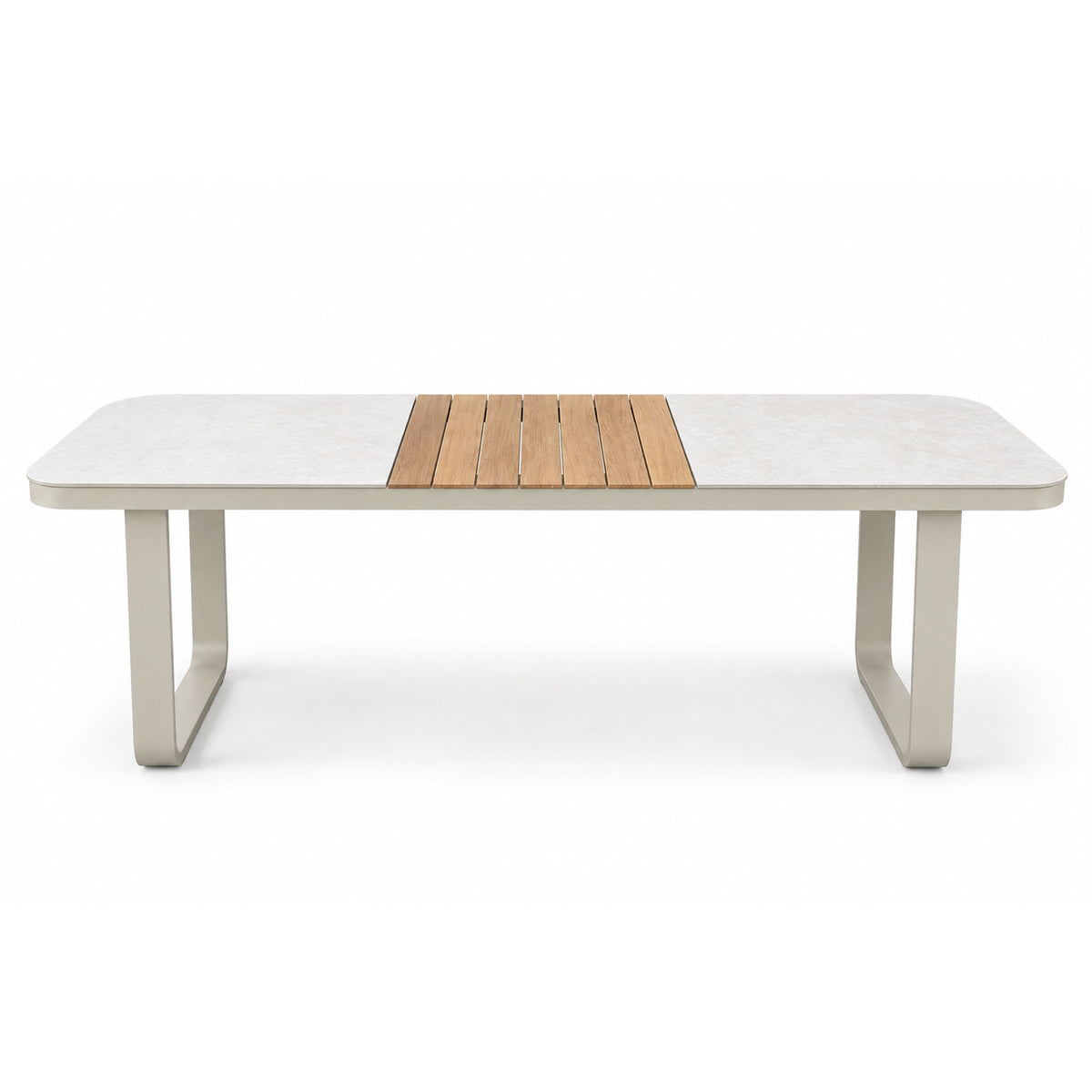 Newport Champagne Aluminium Outdoor Dining Table with Sintered Stone Top (220x100cm)