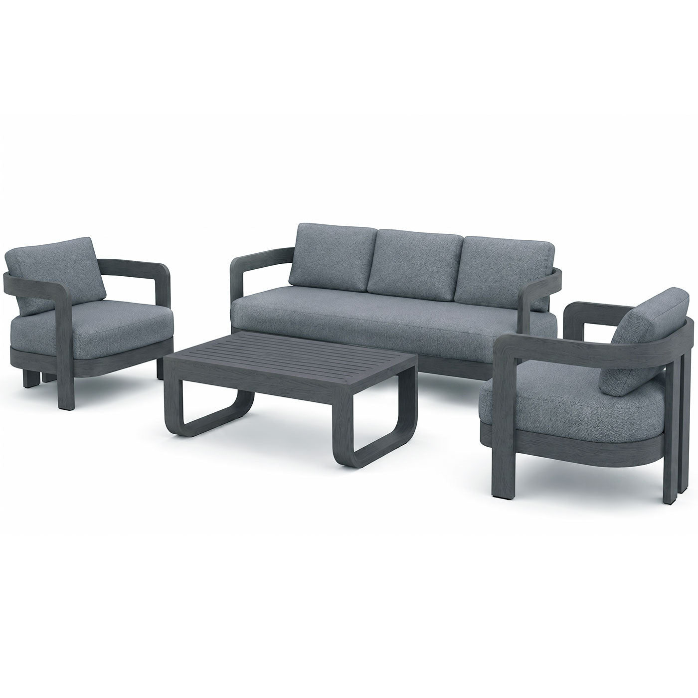 Santa Cruz Aluminium Outdoor Sofa Lounge Set - Grey Cushions
