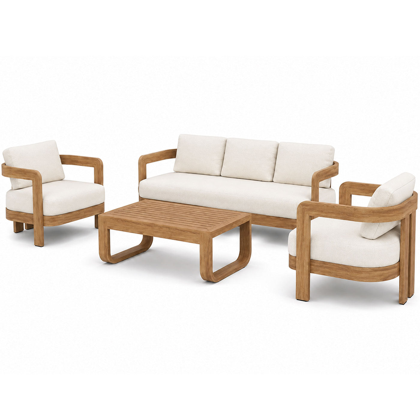 Santa Cruz Aluminium Outdoor Sofa Lounge Set - Cream Cushions