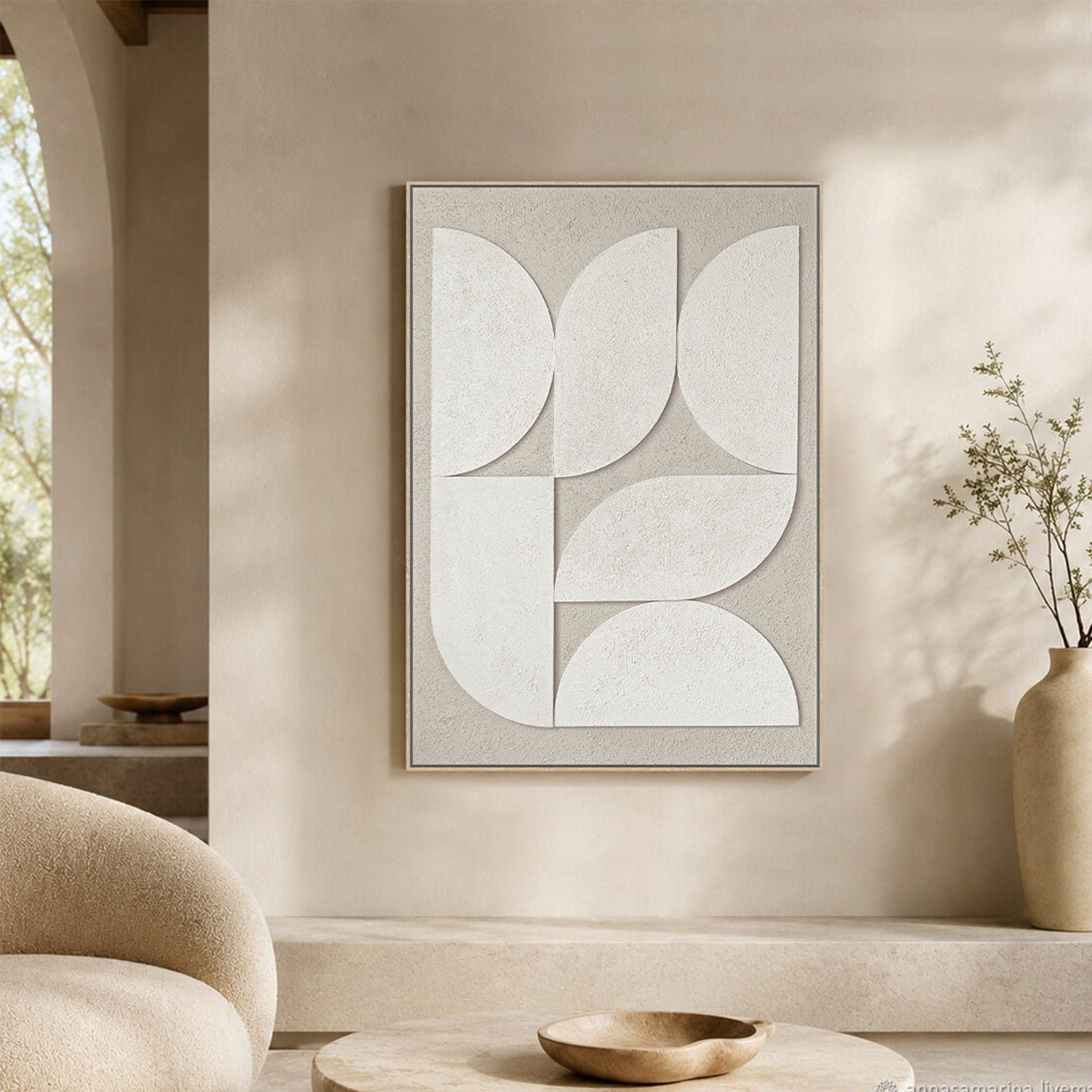 Arc Bloom I Hand-Painted 3D Textured Canvas Wall Art - 70 x 100cm