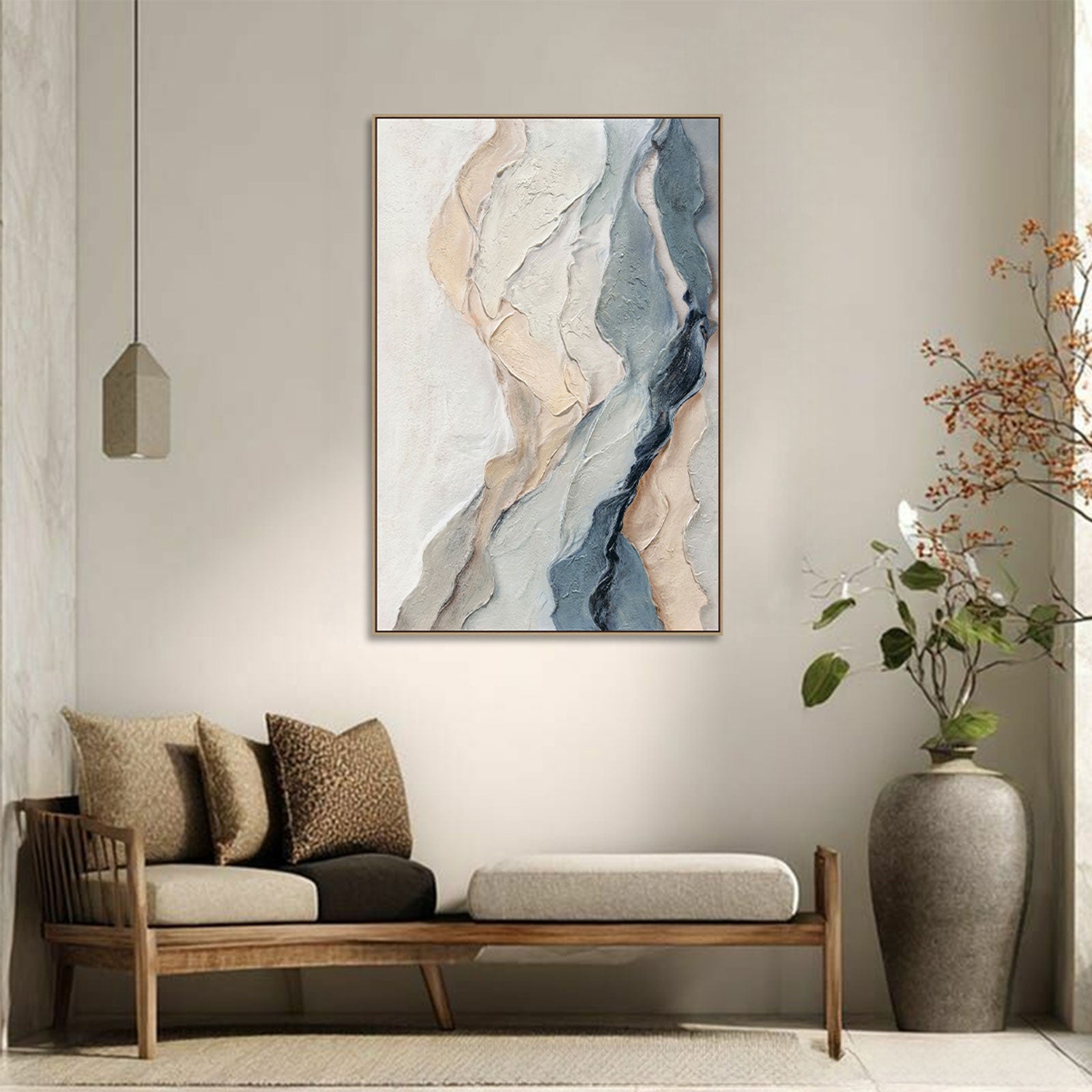Riverstone I Hand-Painted Textured Canvas Wall Art - 80 x 120cm