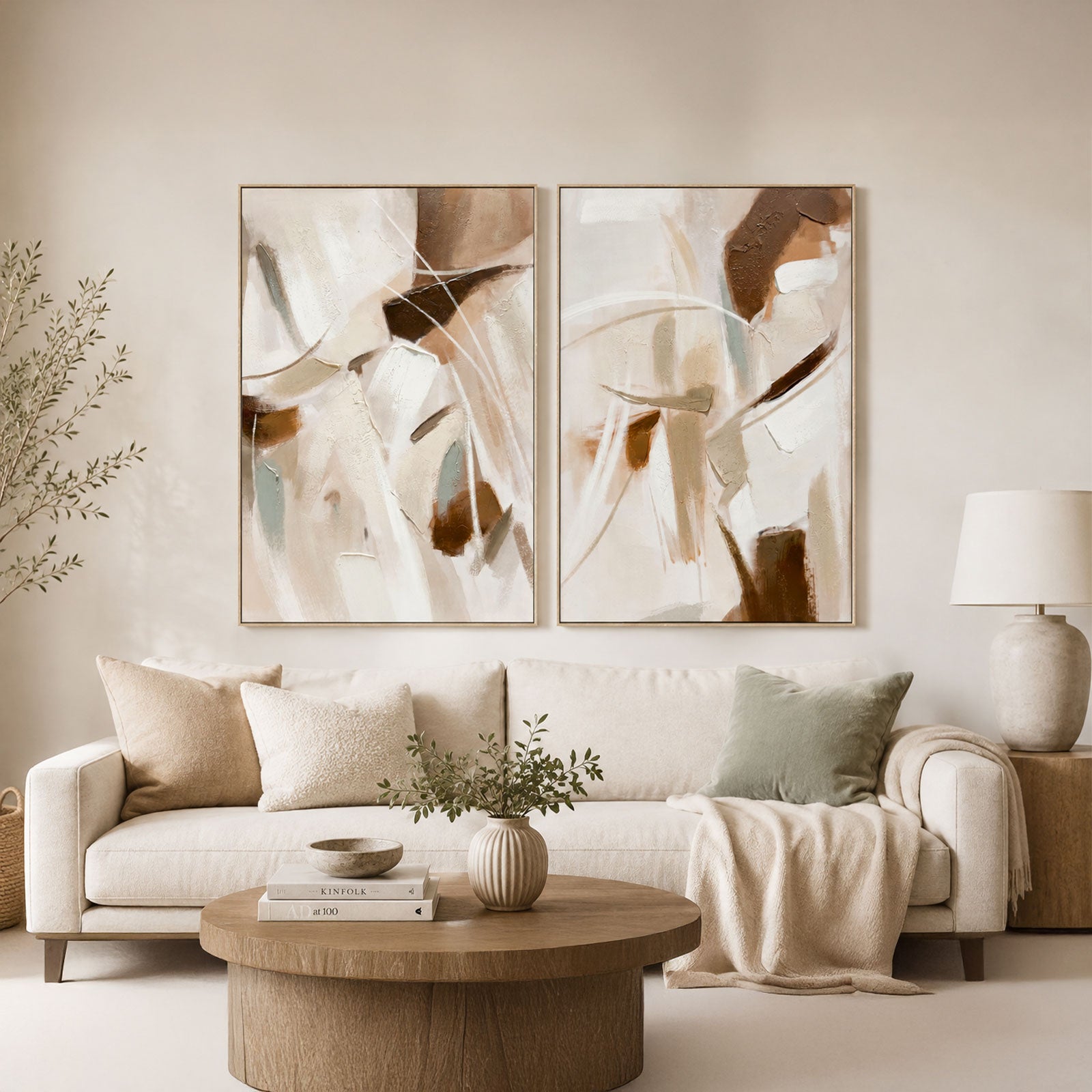 Abstract Drift I & II Hand-Painted Textured Canvas Wall Art Set of 2 - 80 x 120cm Each