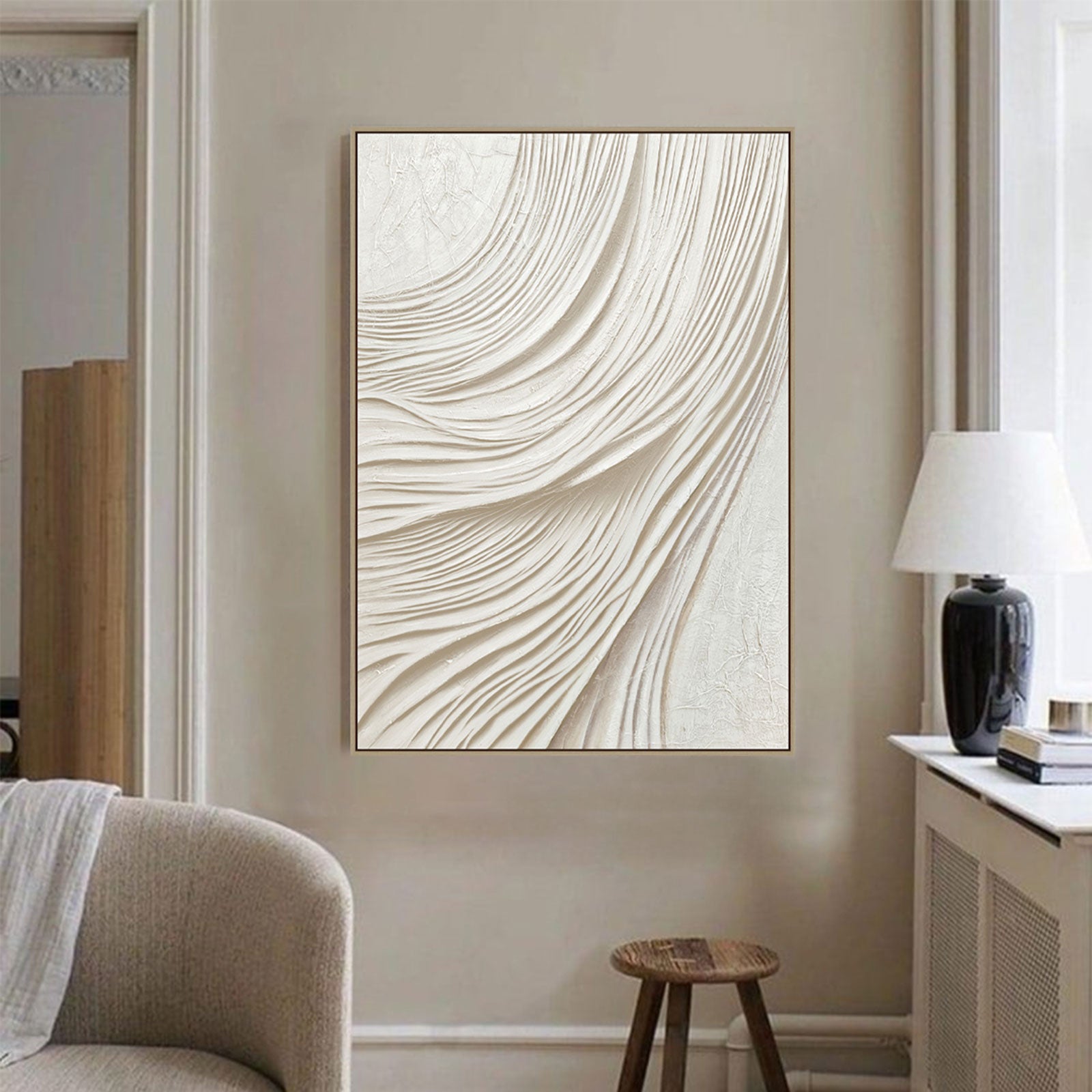 Sculpted Veil Hand-Painted Textured Canvas Wall Art - 70 x 100cm