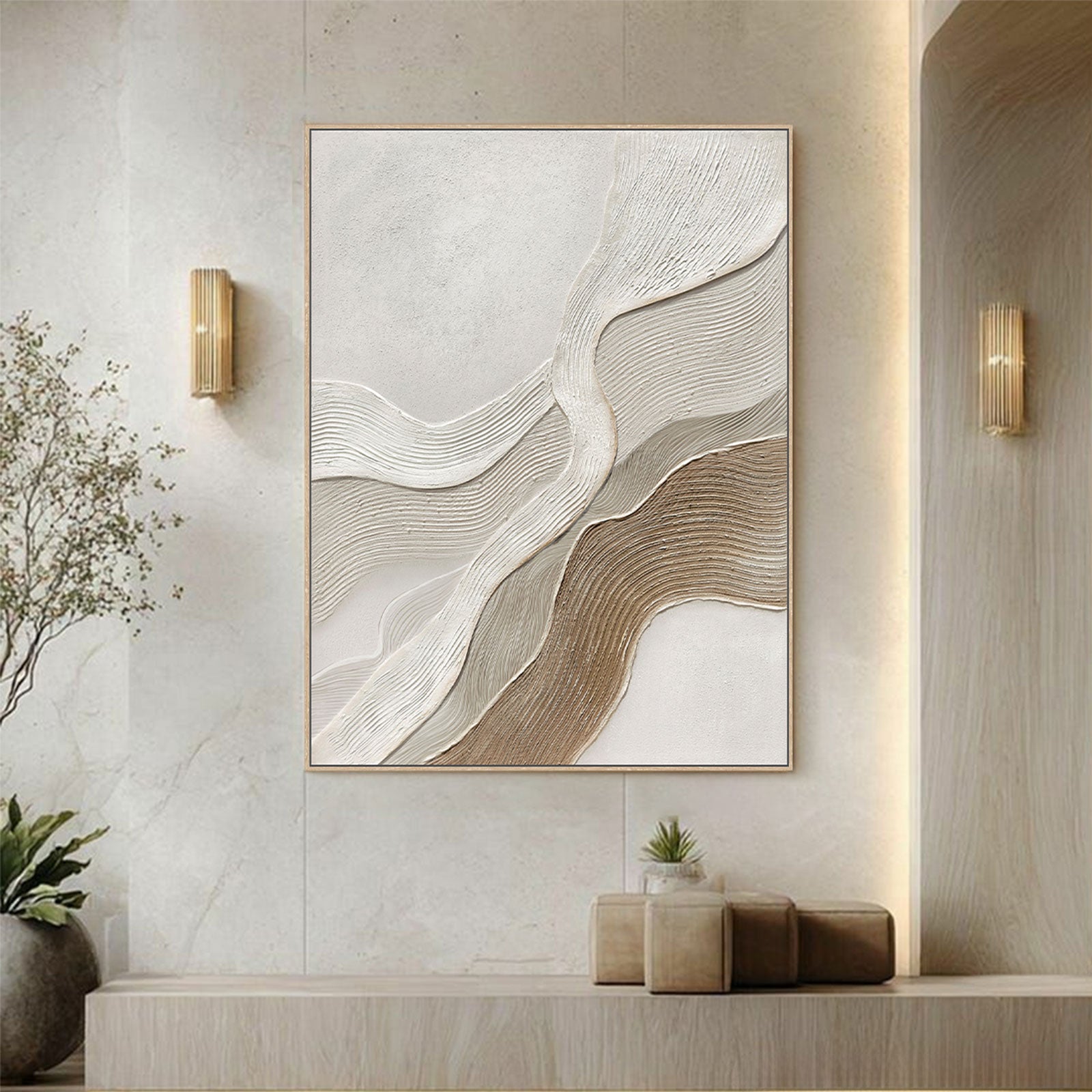 Contour Drift Hand-Painted Textured Canvas Wall Art - 90 x 120cm
