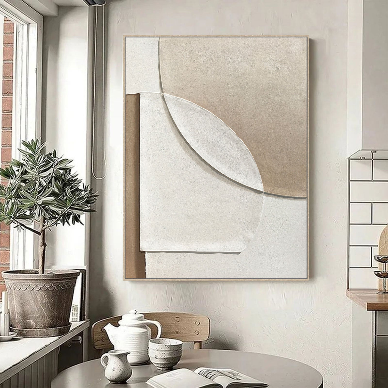 Folded Light Hand-Painted 3D Textured Canvas Wall Art - 90 x 120cm
