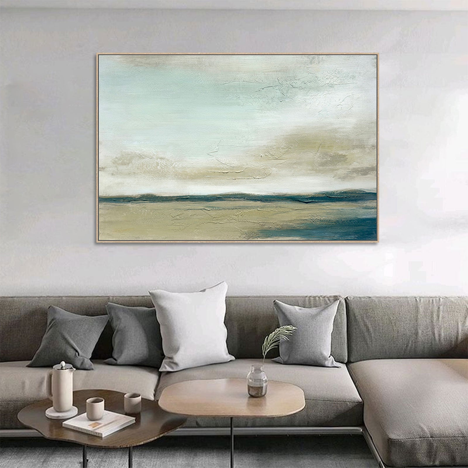 Tidal Haze Hand-Painted Textured Canvas Wall Art - 120 x 80cm